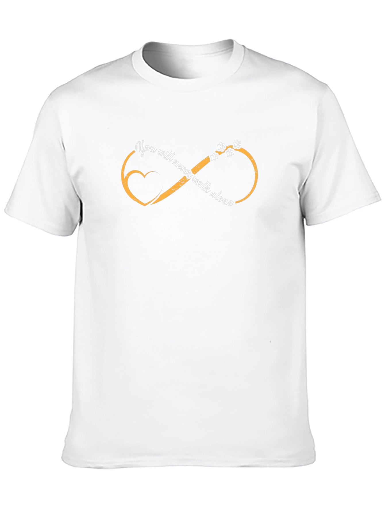 Never Walk Alone Infinity Dog Paw Print T-Shirt