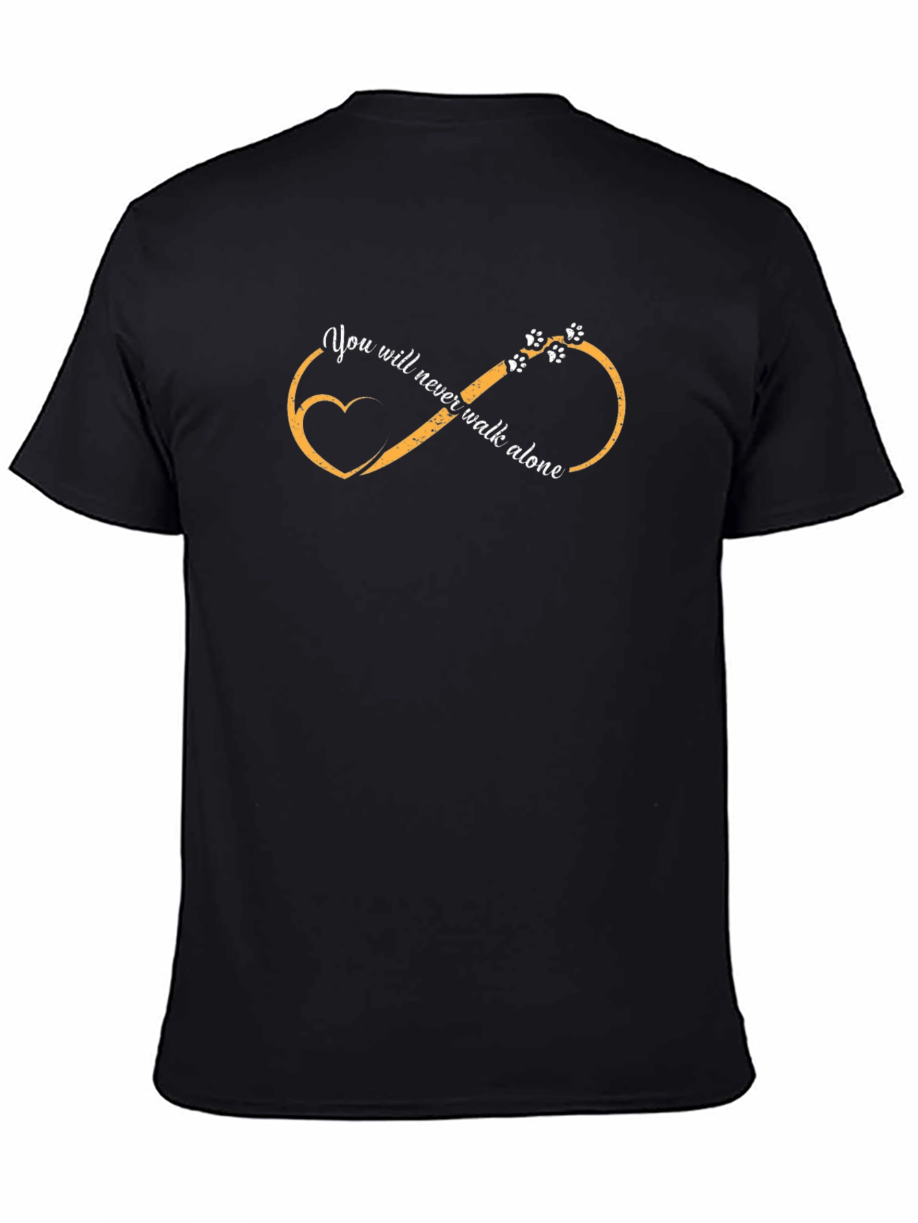 Never Walk Alone Infinity Dog Paw Print T-Shirt