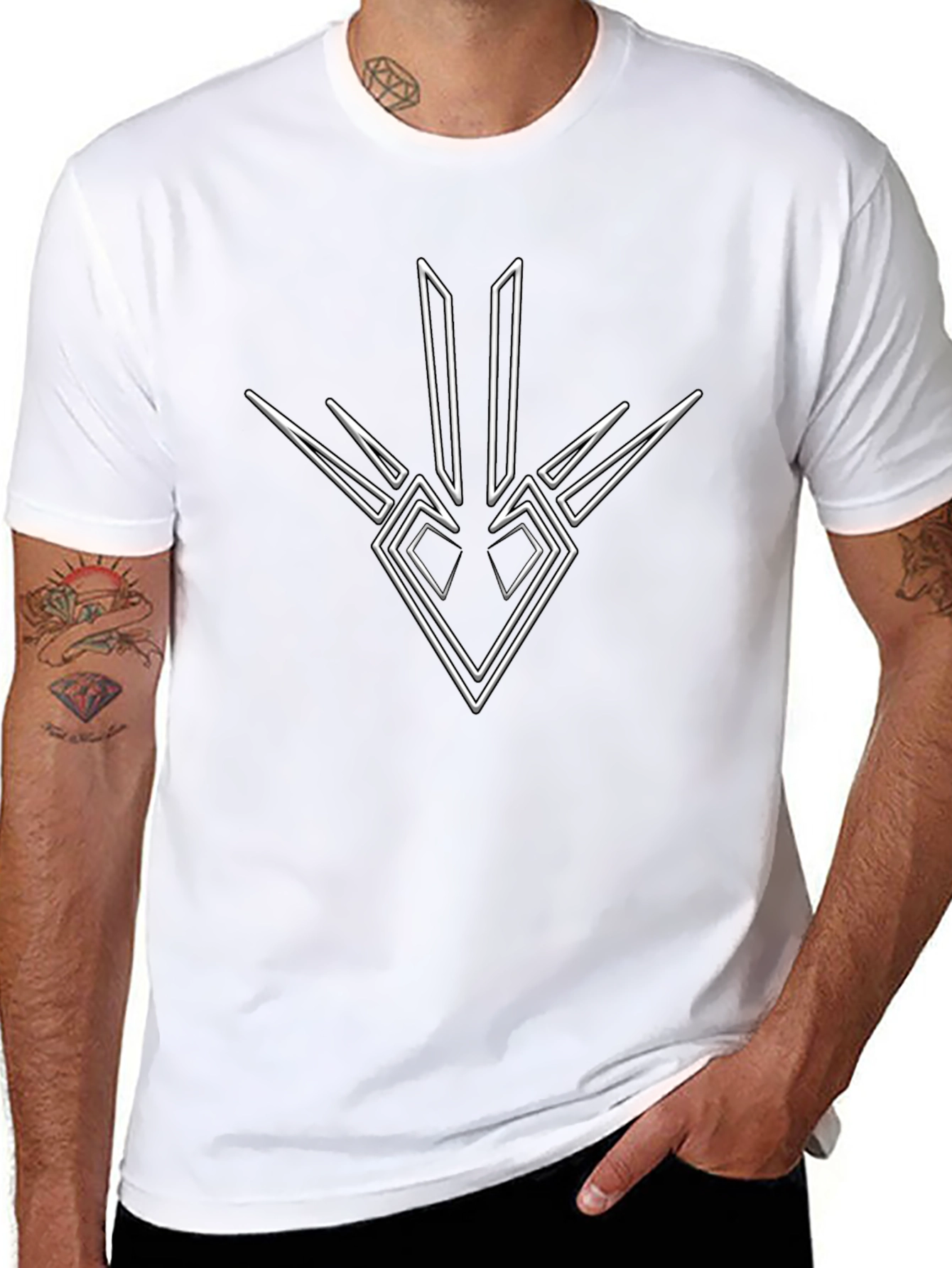 Geometric Graphic Print Black T-Shirt