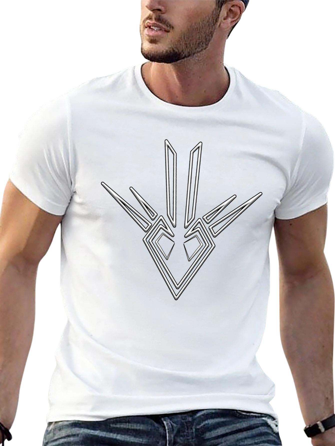 Geometric Graphic Print Black T-Shirt