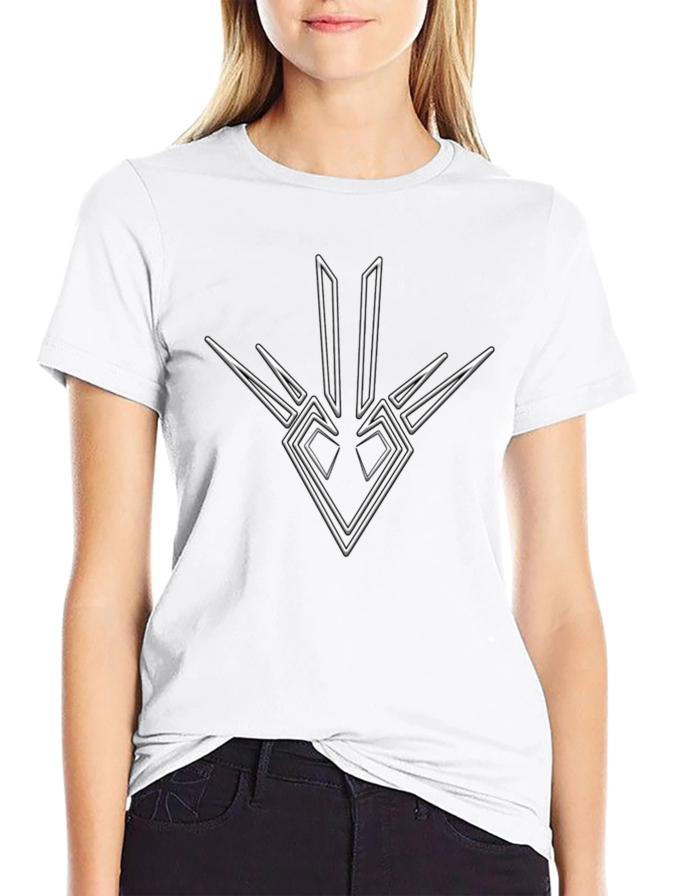 Geometric Graphic Print Black T-Shirt
