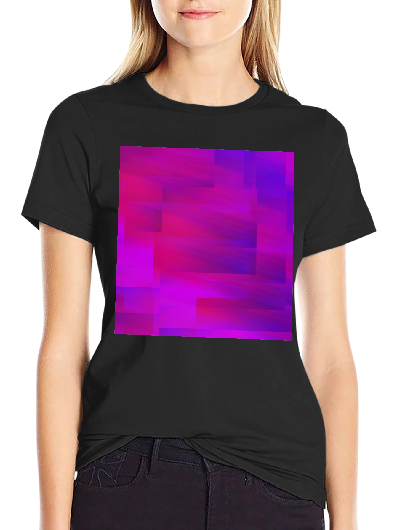 Abstract Geometric Pink & Purple Graphic Tee