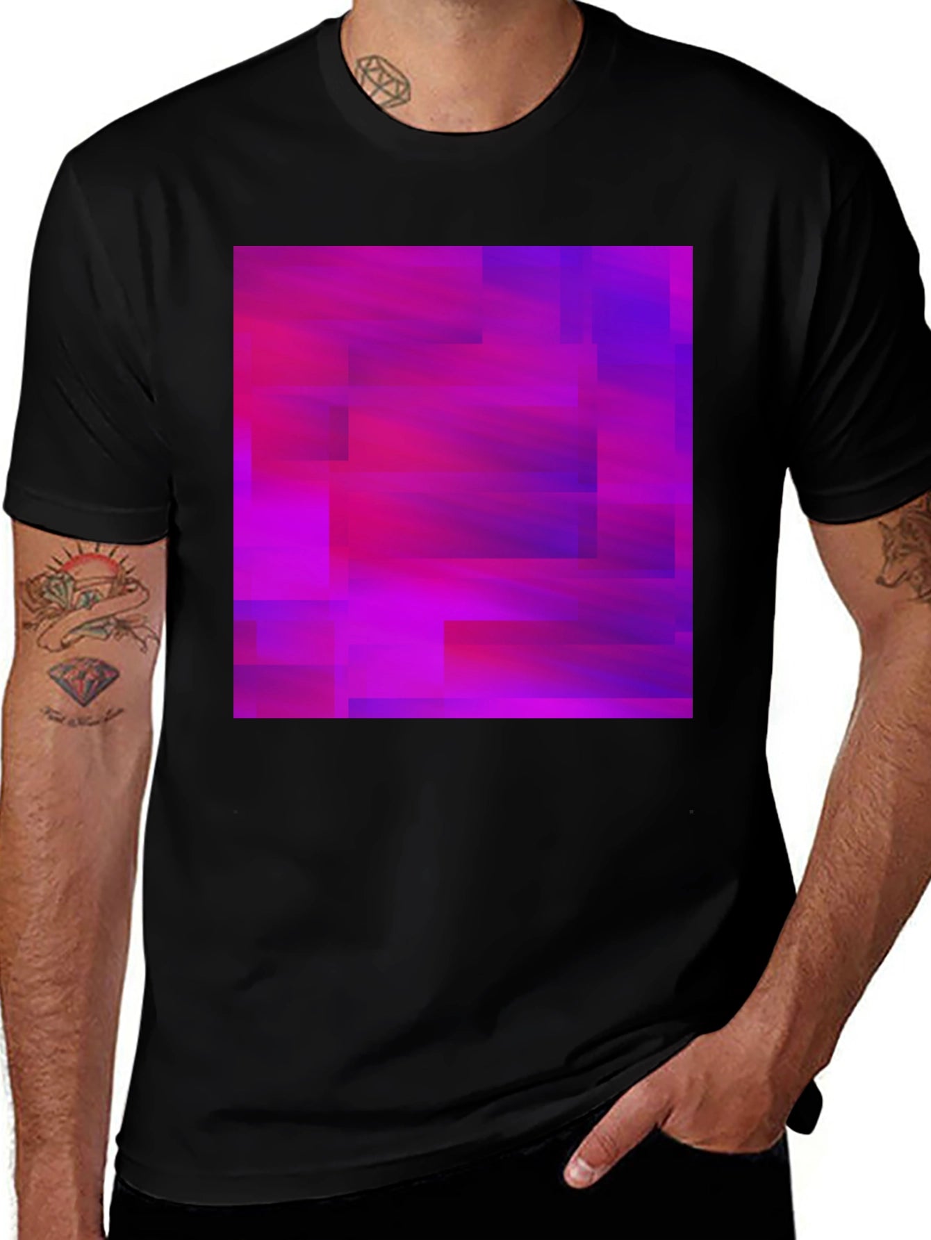 Abstract Geometric Pink & Purple Graphic Tee