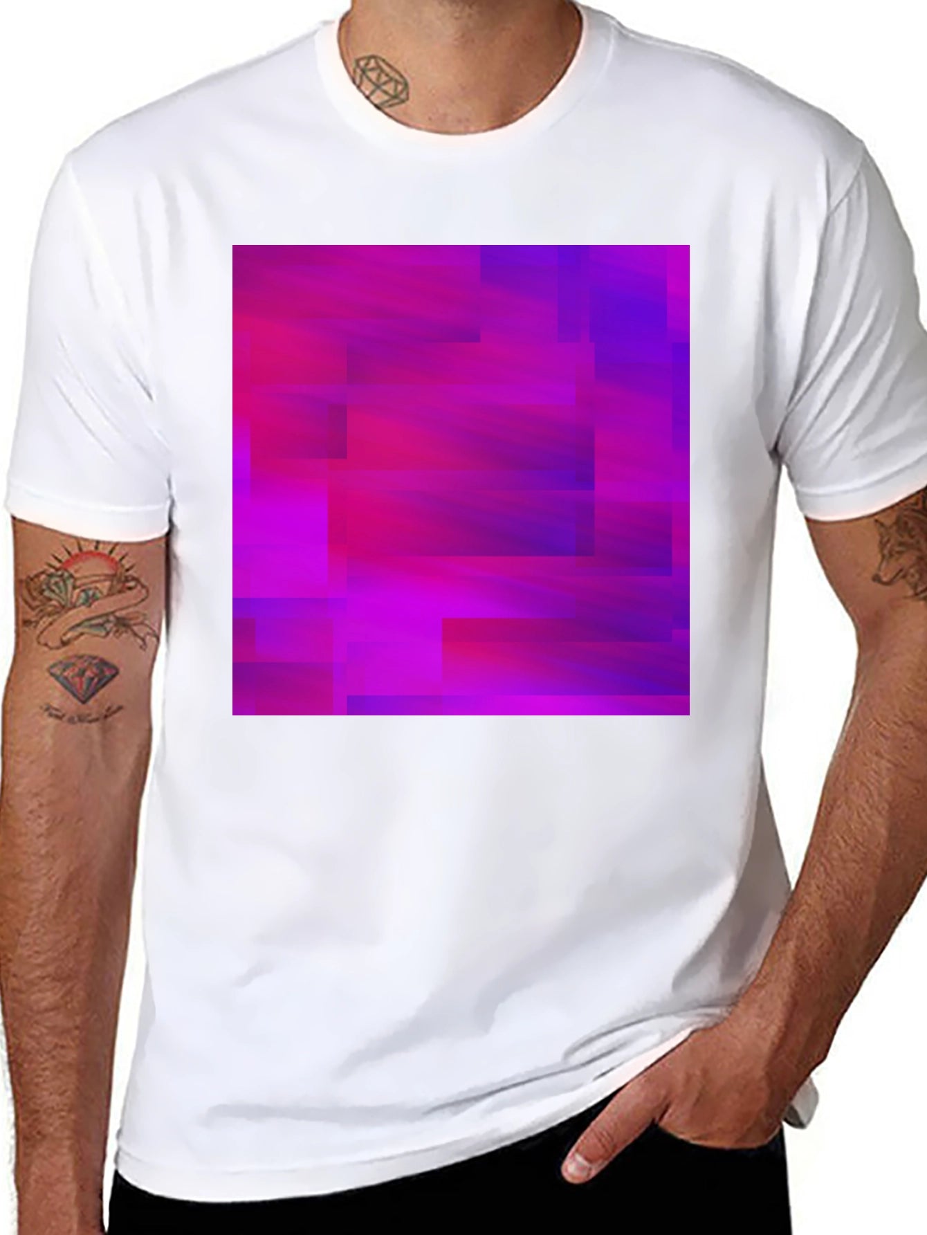 Abstract Geometric Pink & Purple Graphic Tee