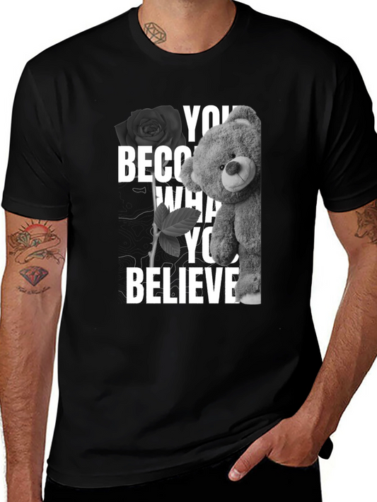 Believe Teddy Bear Rose Graphic Tee