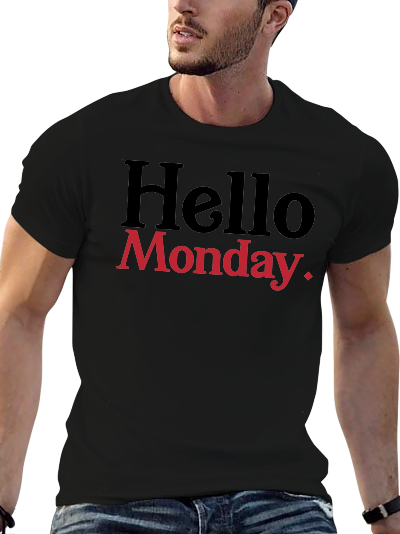 Hello Monday. Graphic T-Shirt - Black
