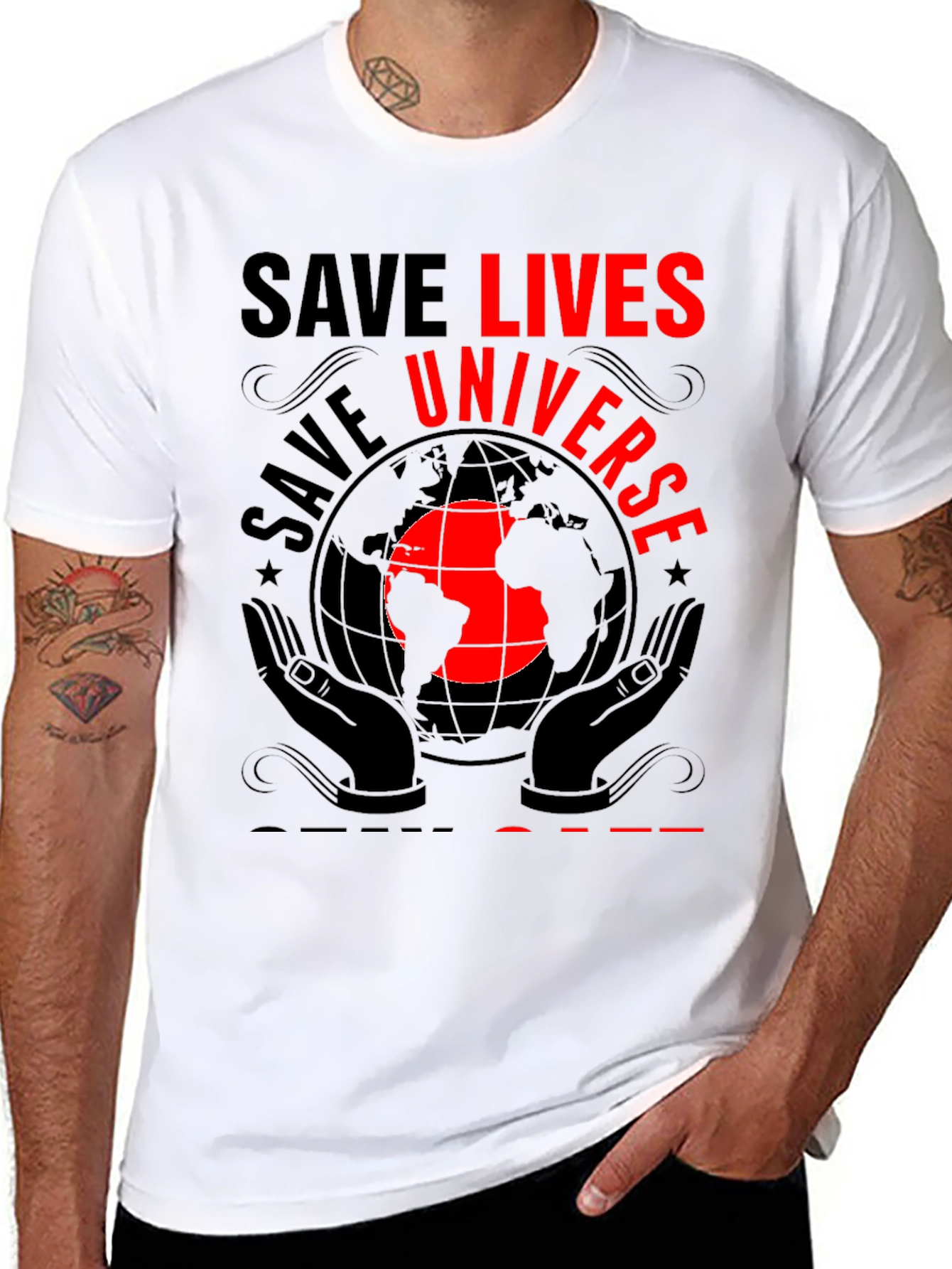 Save Lives Universe Black Graphic Tee