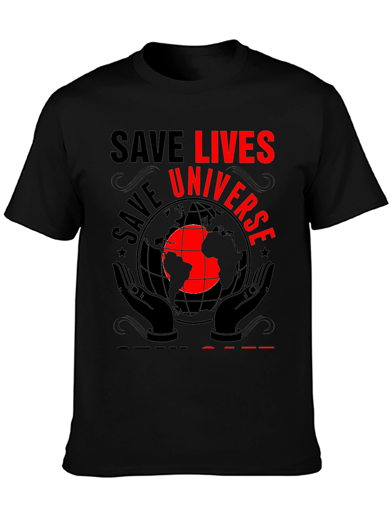 Save Lives Universe Black Graphic Tee