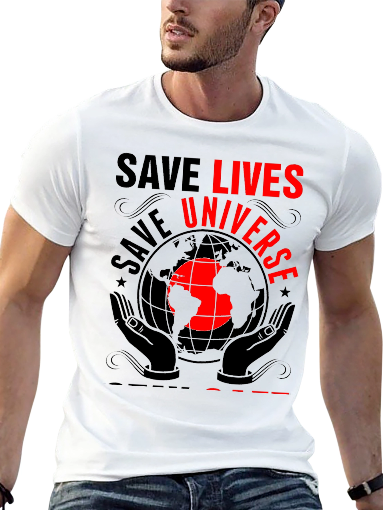 Save Lives Universe Black Graphic Tee
