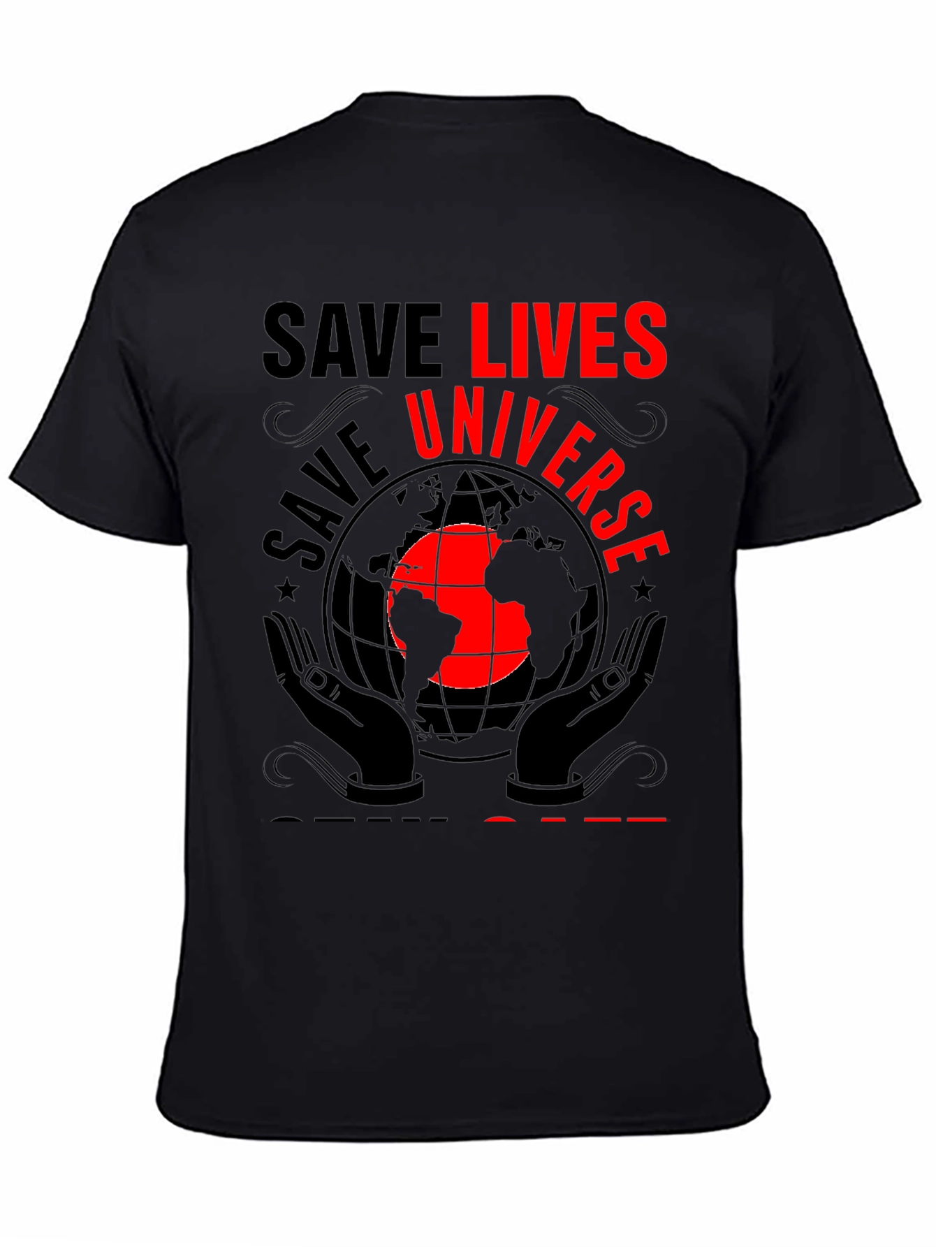 Save Lives Universe Black Graphic Tee
