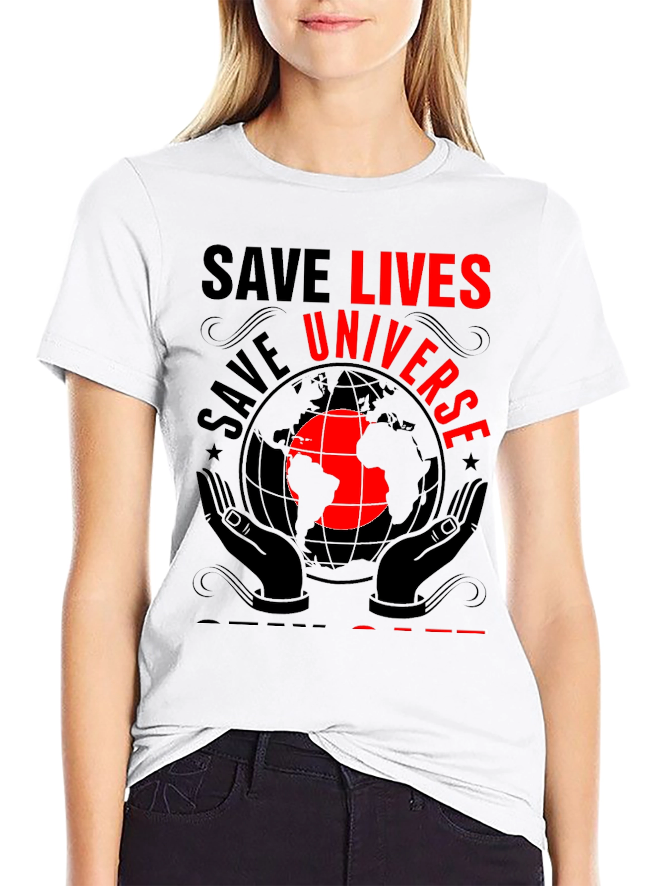 Save Lives Universe Black Graphic Tee