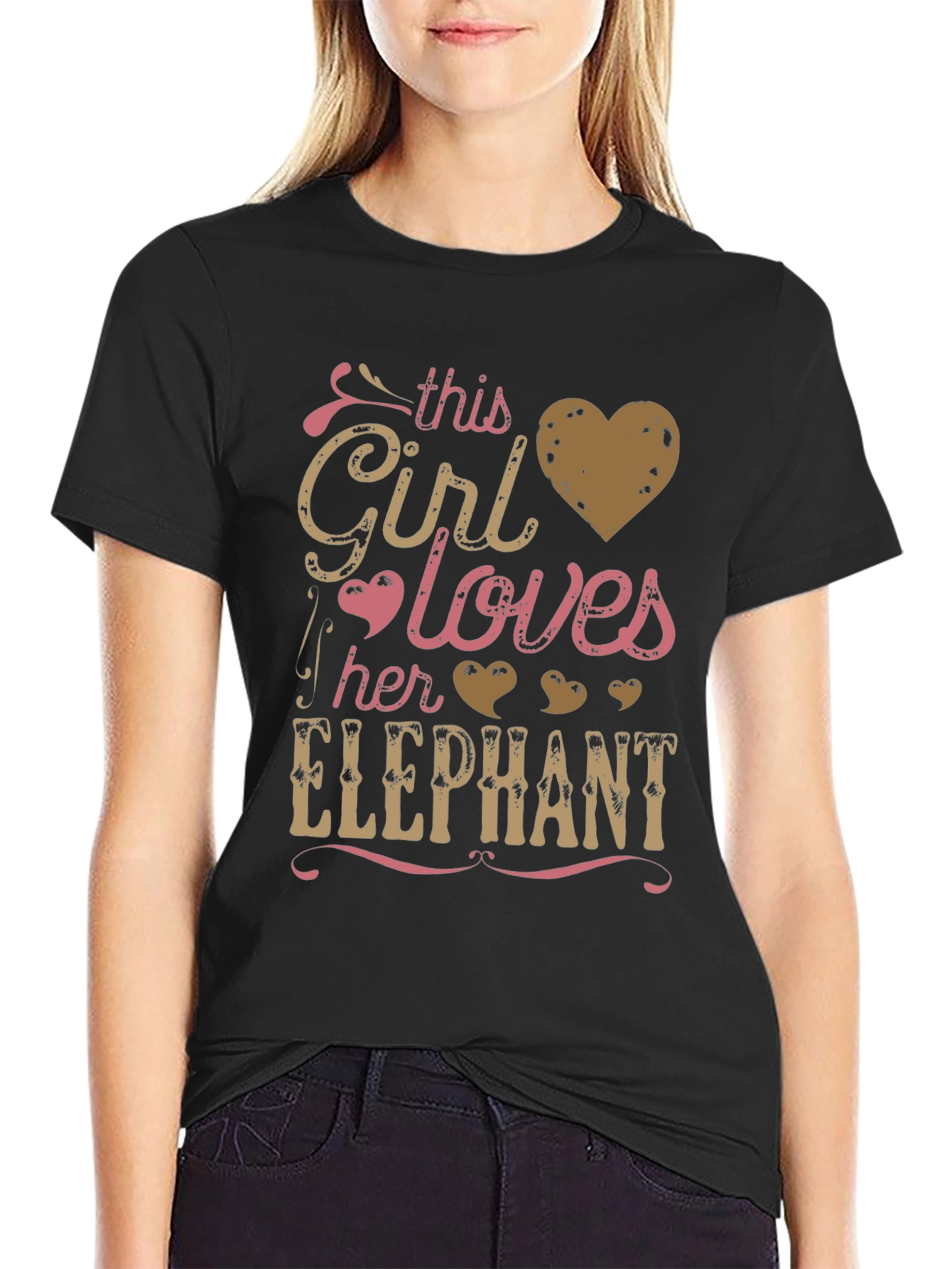 This Girl Loves Her Elephant Graphic T-Shirt