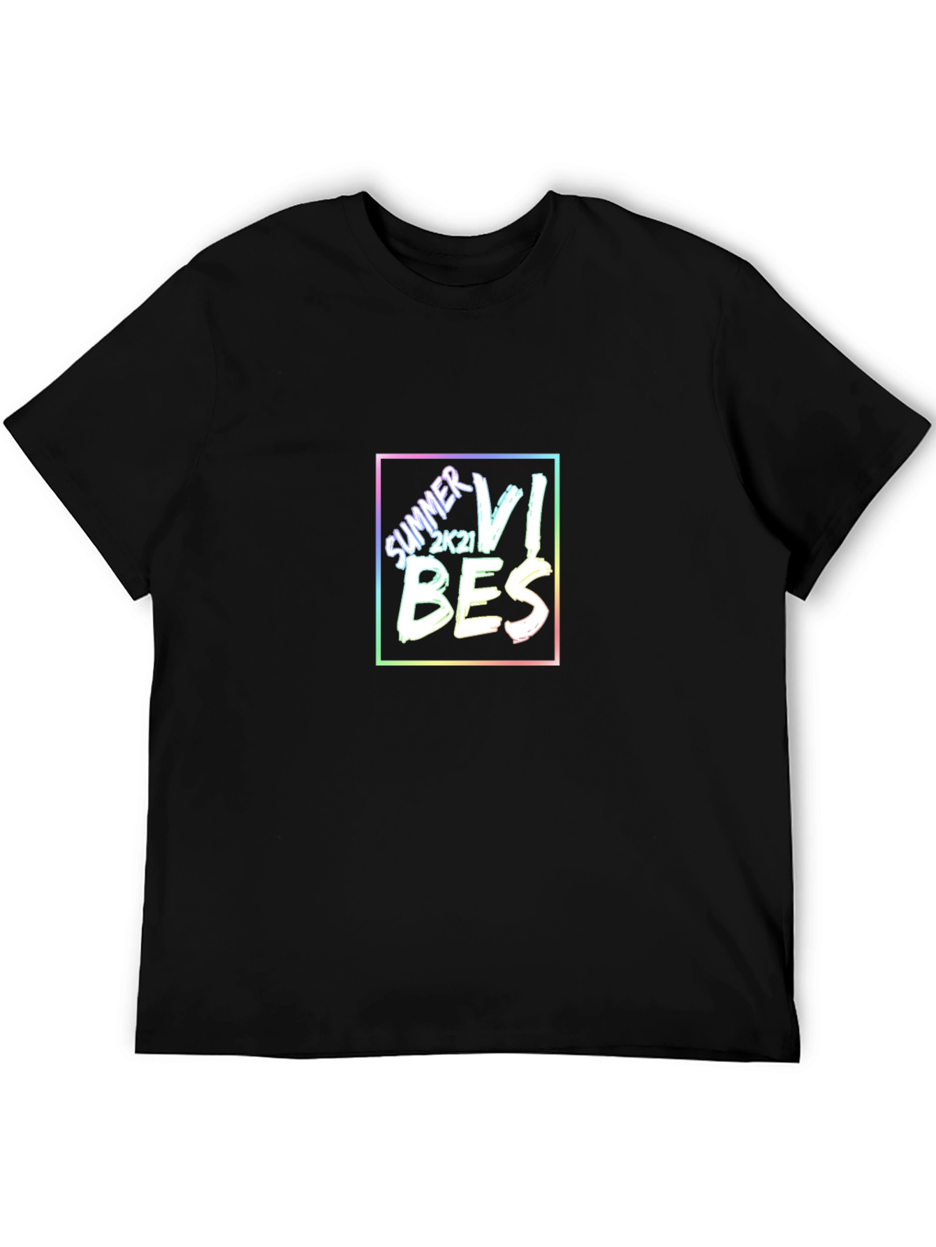 Summer Vibes 2k21 Graphic Tee - Trendy Black T-Shirt