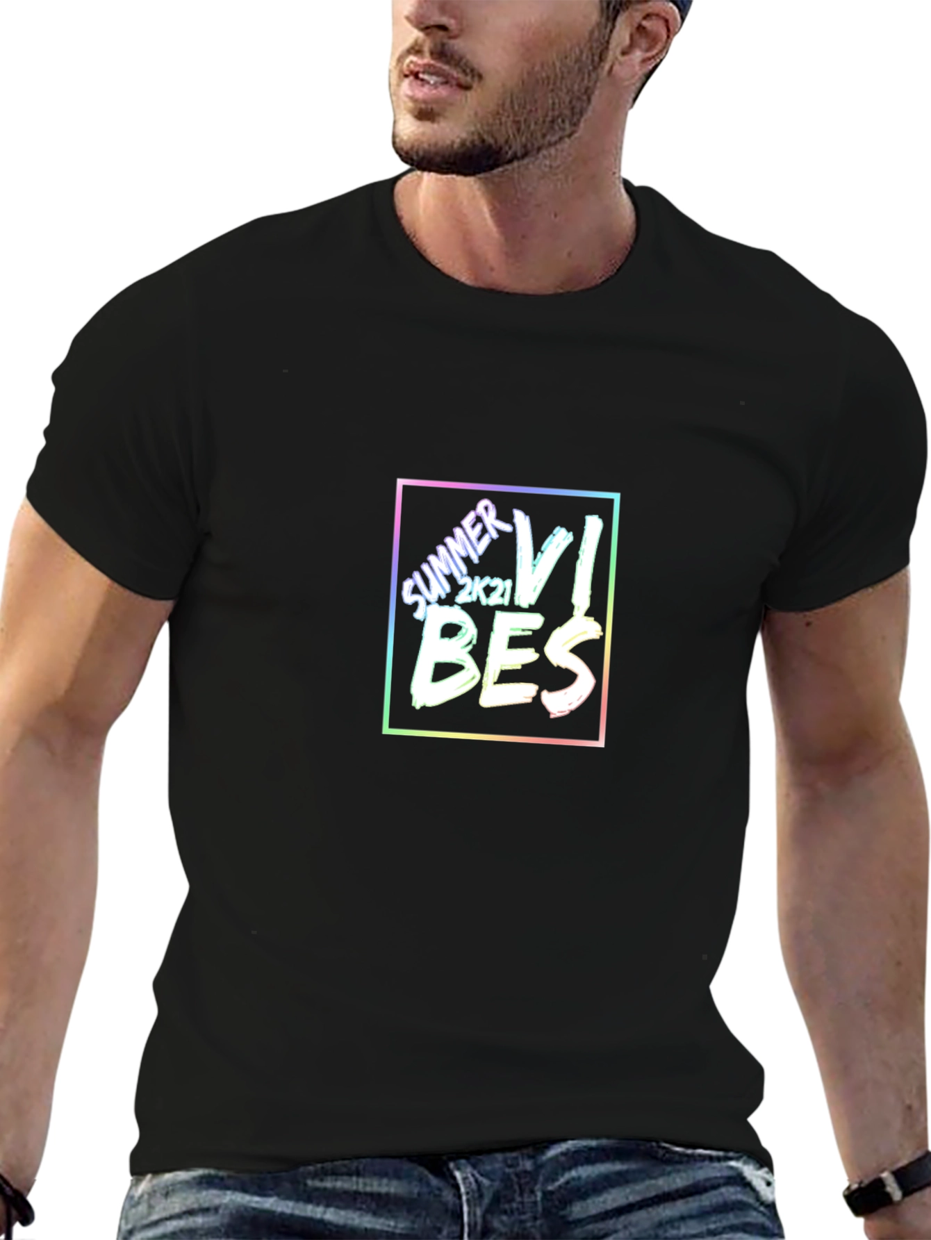 Summer Vibes 2k21 Graphic Tee - Trendy Black T-Shirt