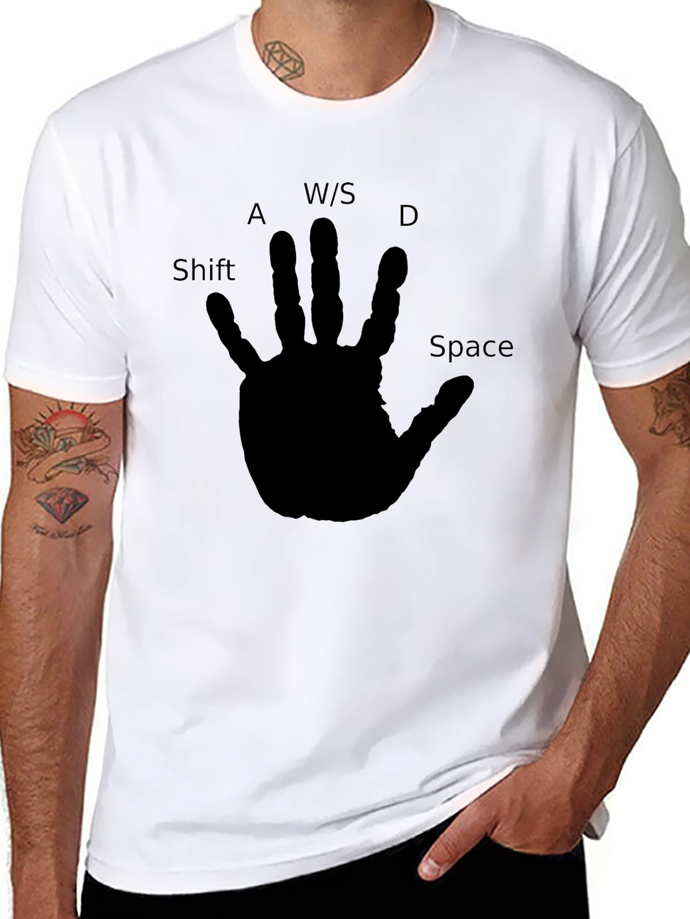 Gamer Hand Print T-Shirt - Black Cotton Tee