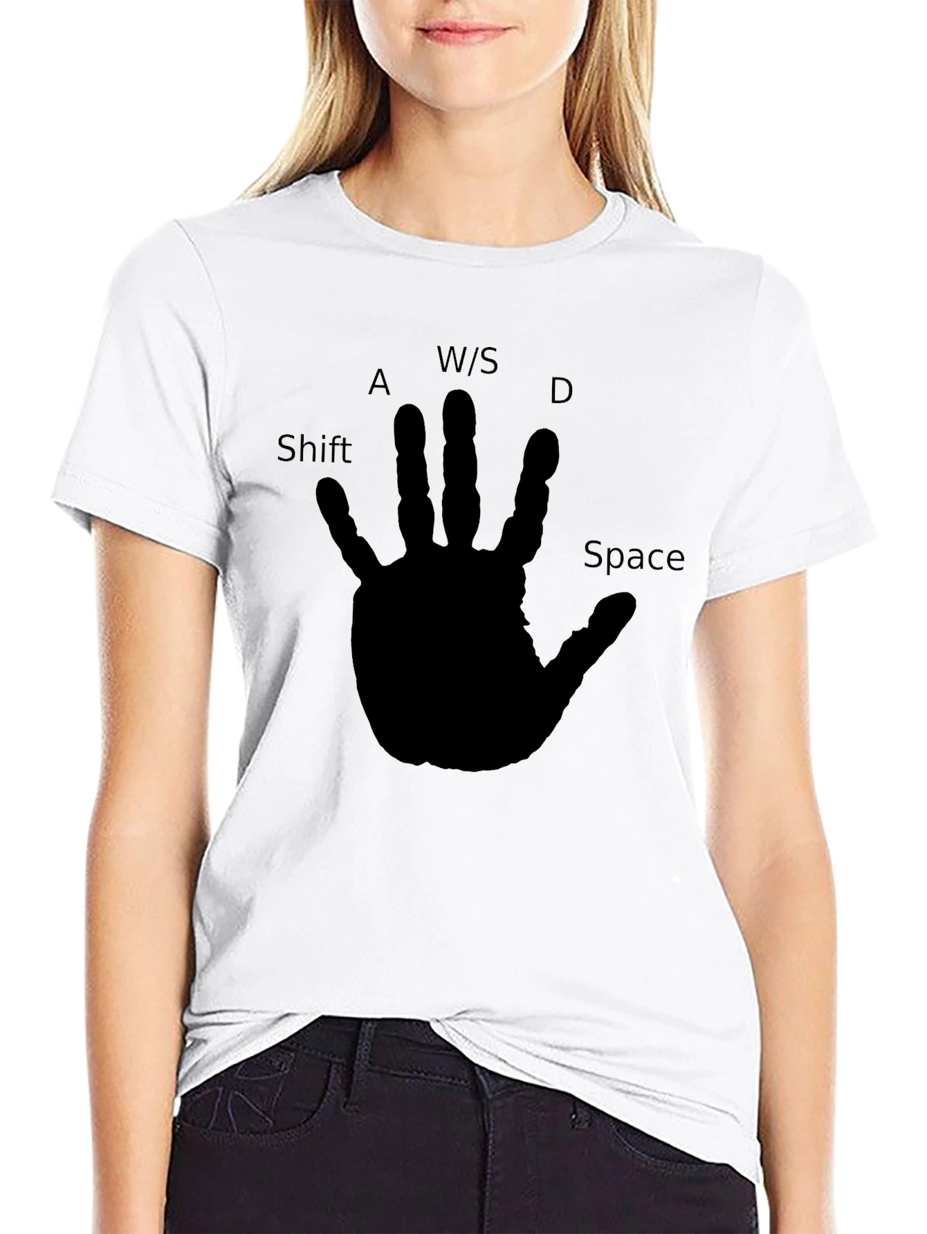 Gamer Hand Print T-Shirt - Black Cotton Tee