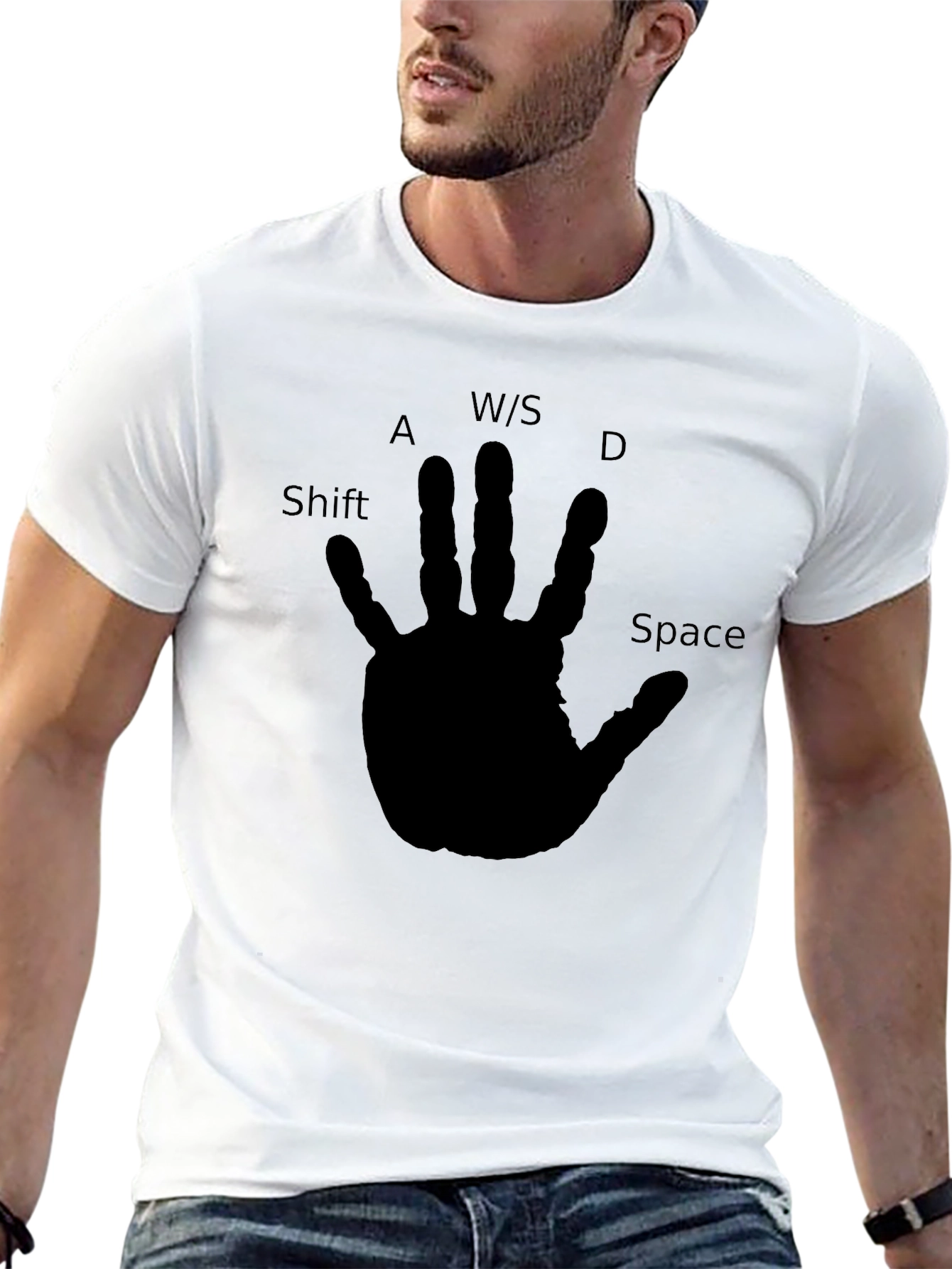 Gamer Hand Print T-Shirt - Black Cotton Tee