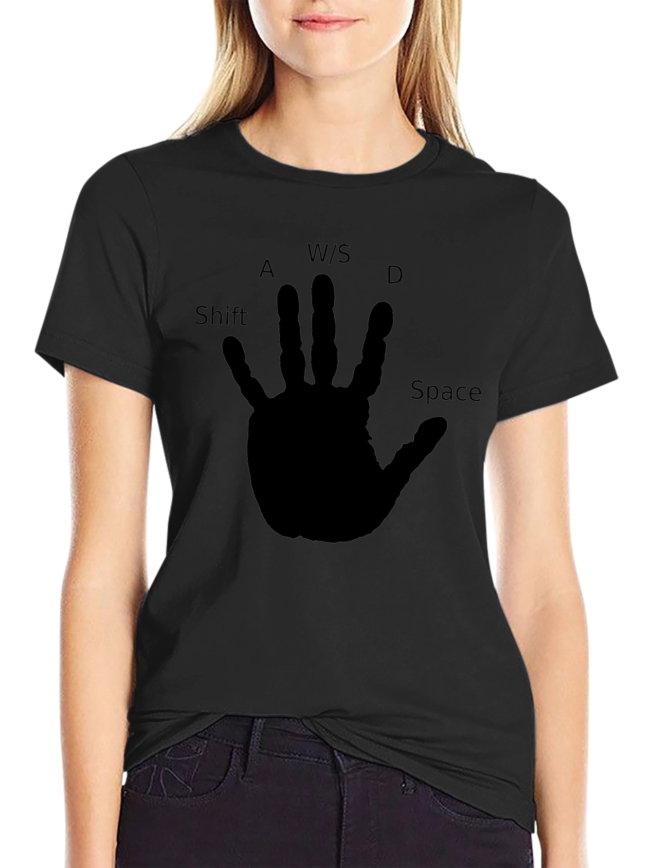 Gamer Hand Print T-Shirt - Black Cotton Tee