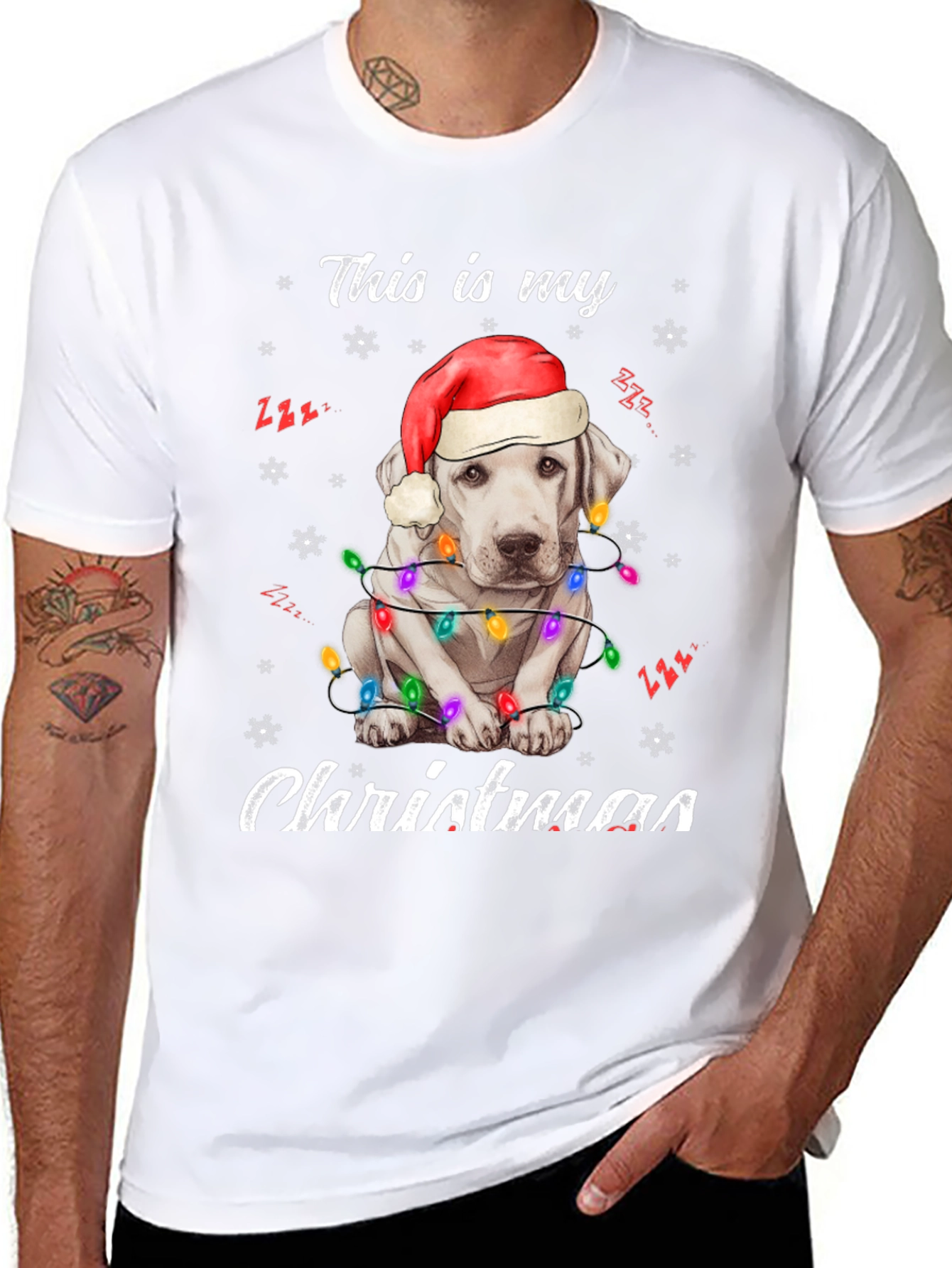 Christmas Dog T-Shirt with Santa Hat