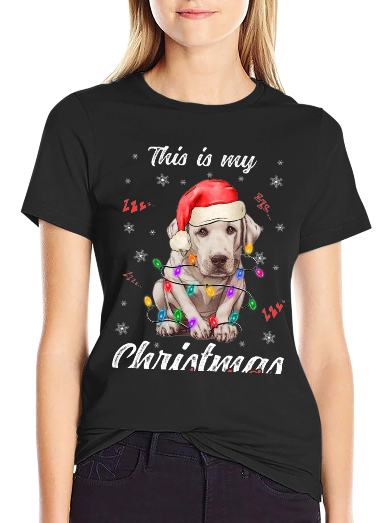 Christmas Dog T-Shirt with Santa Hat