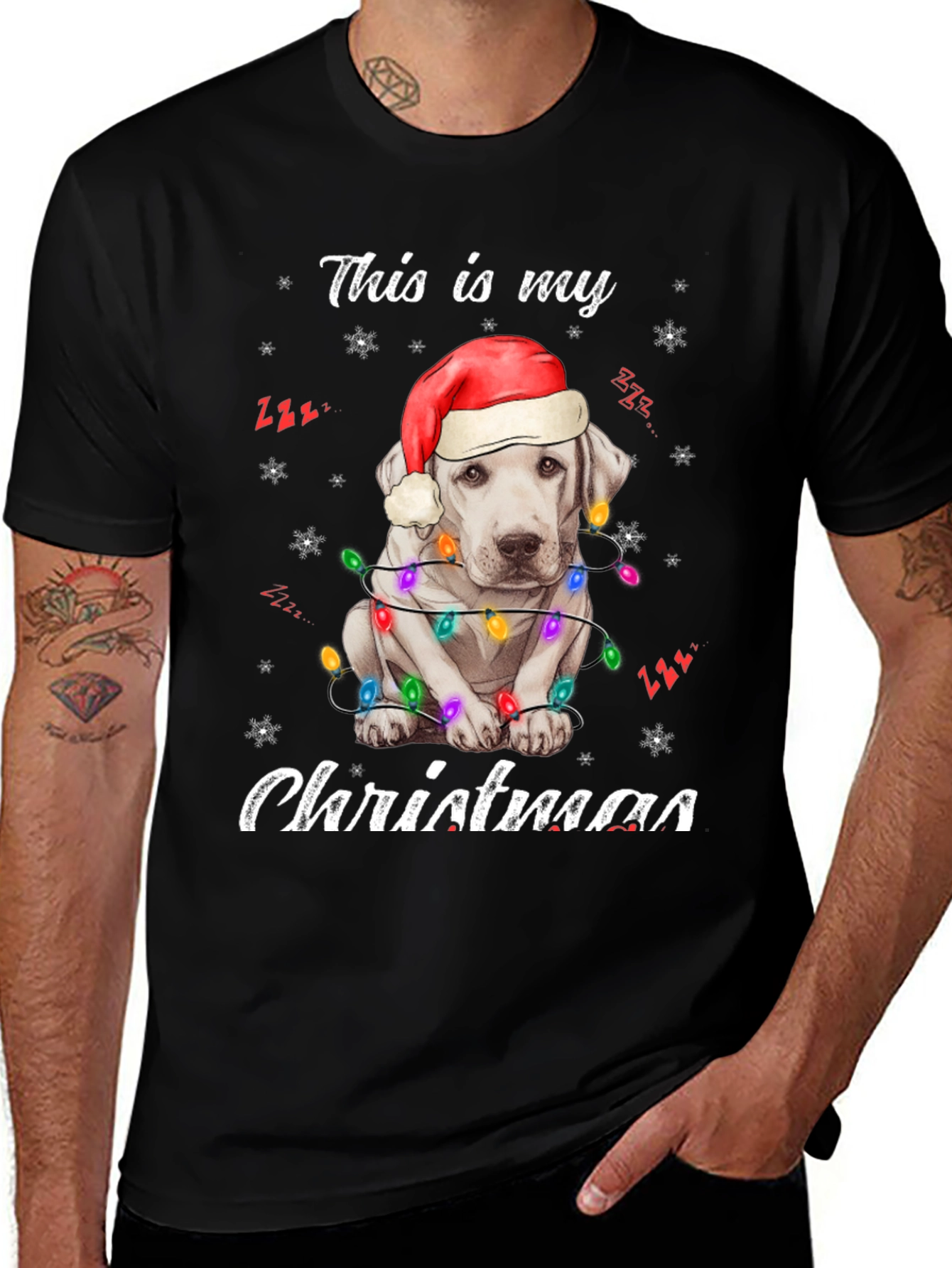 Christmas Dog T-Shirt with Santa Hat