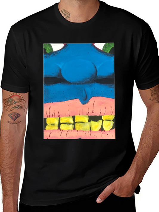 Blue Monster Face Graphic Tee - Unique Design