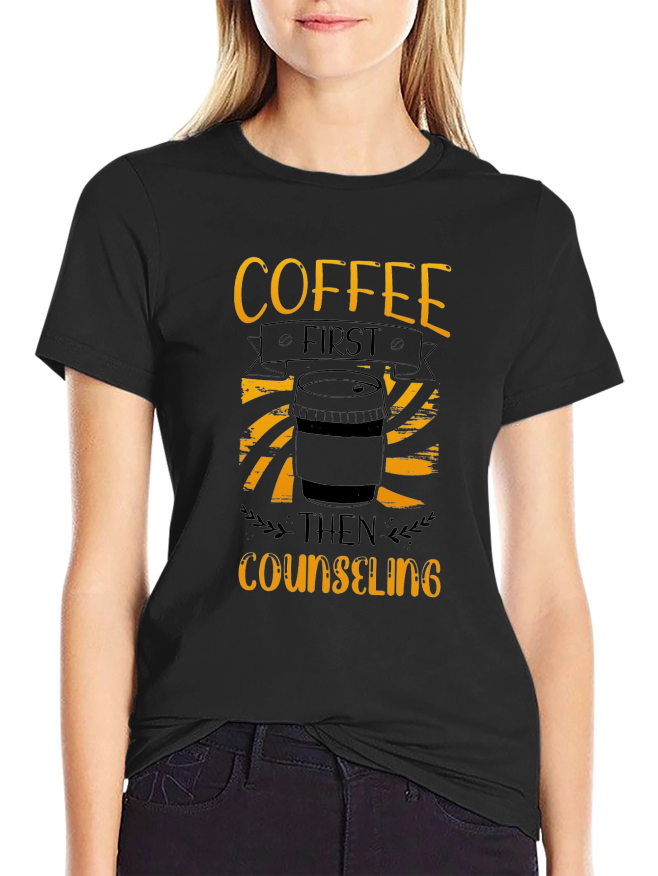 Coffee First Counseling T-Shirt - Black