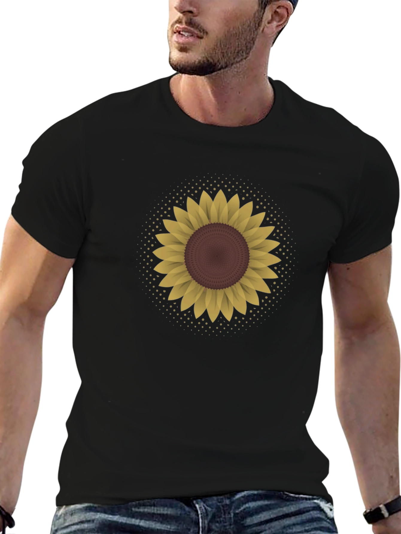 Sunflower Graphic Tee - Black Cotton Blend