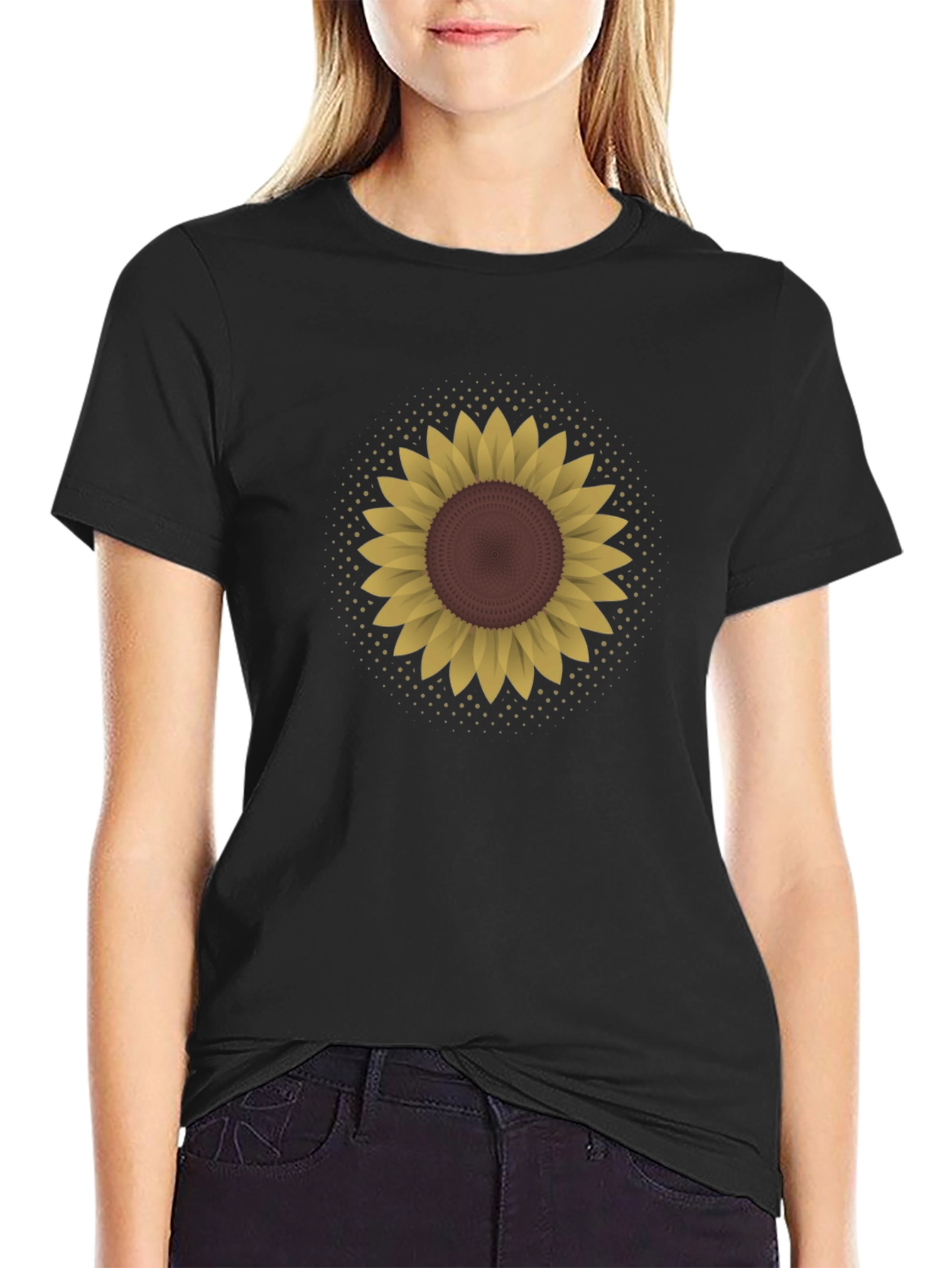 Sunflower Graphic Tee - Black Cotton Blend