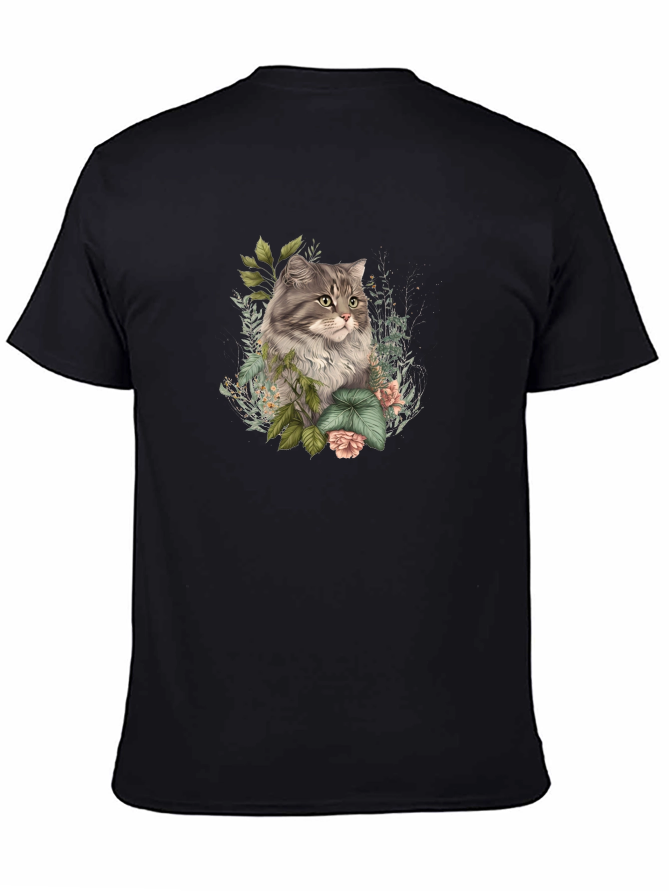 Floral Cat Graphic Tee - Stylish Comfort