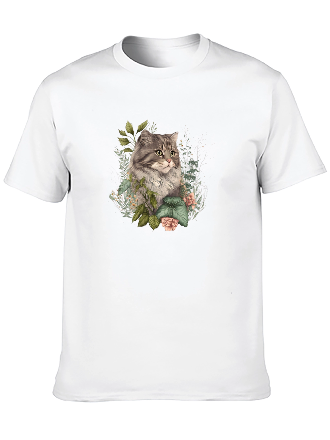Floral Cat Graphic Tee - Stylish Comfort