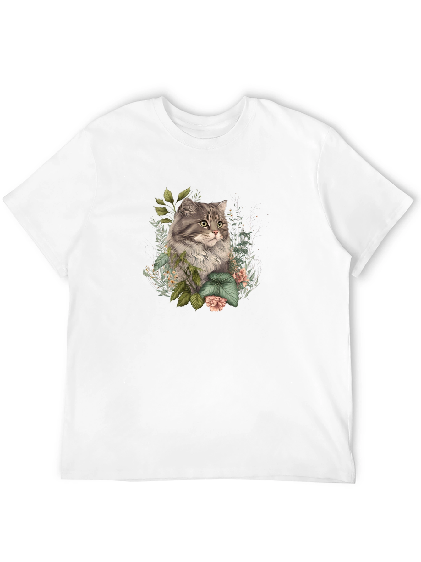 Floral Cat Graphic Tee - Stylish Comfort