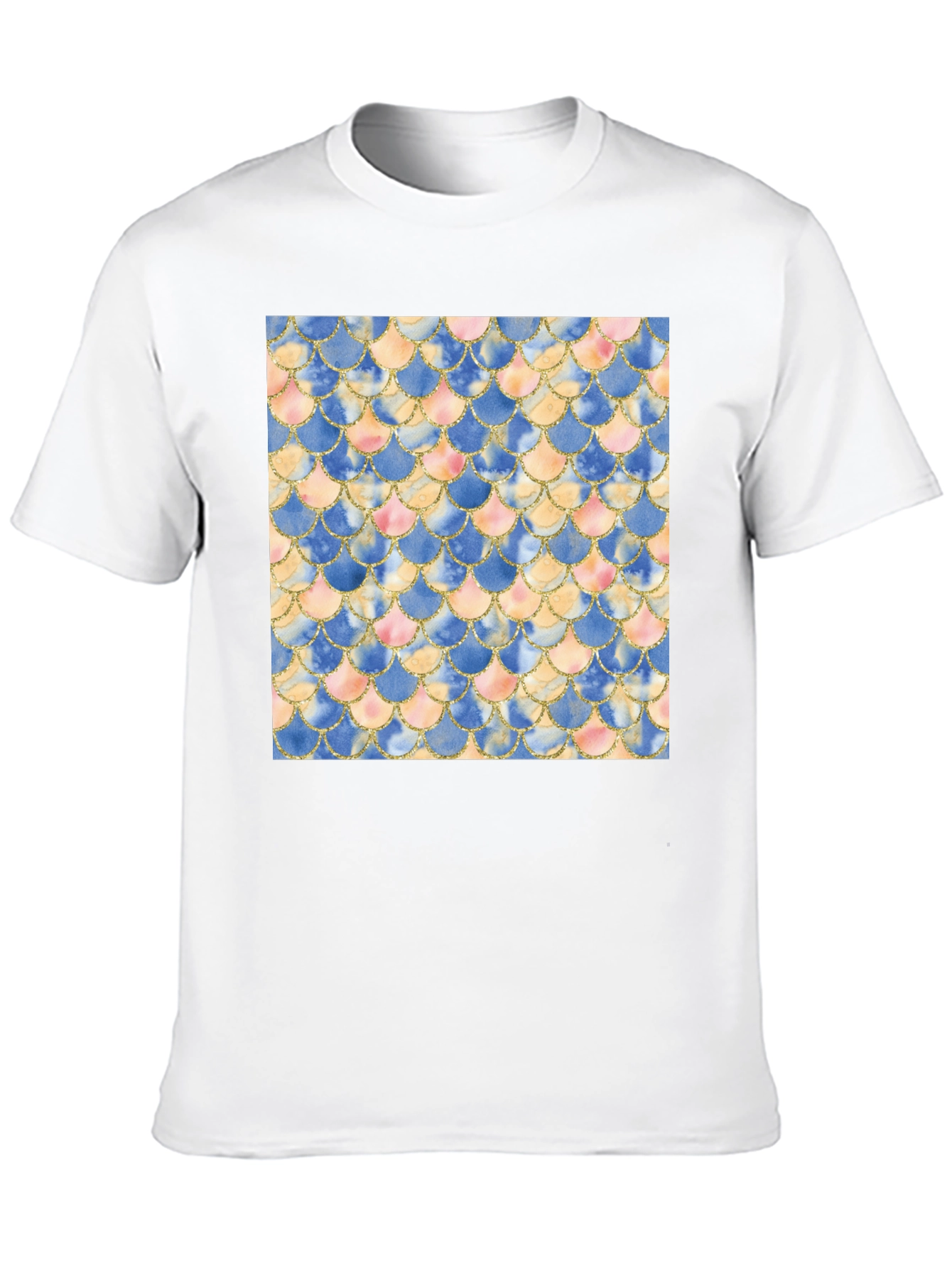 Mermaid Scale Pattern Tee - Stylish Mens Black T-Shirt