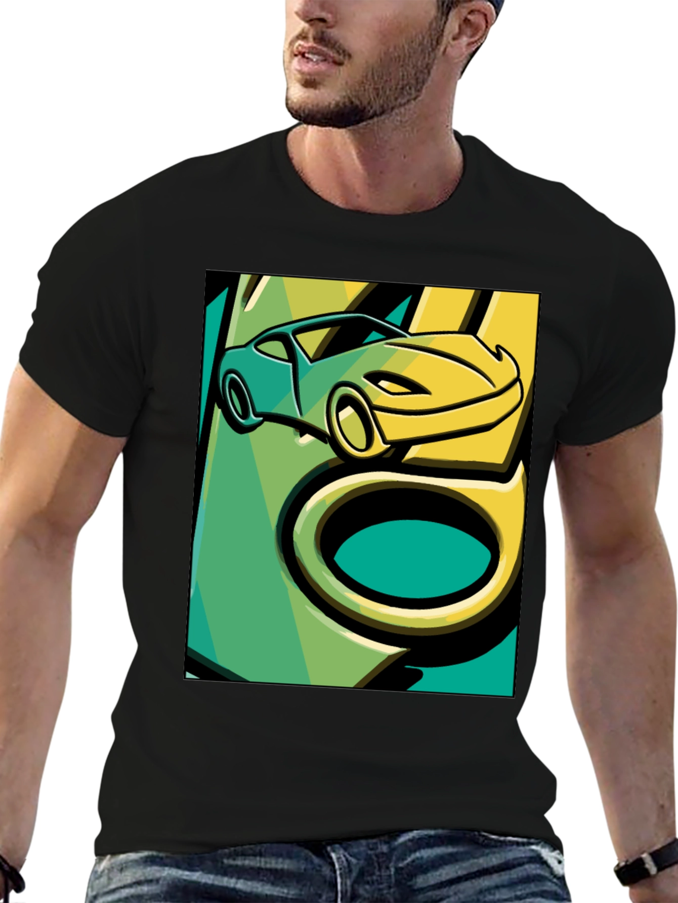 Cool Car Graphic Tee - Stylish Black T-Shirt