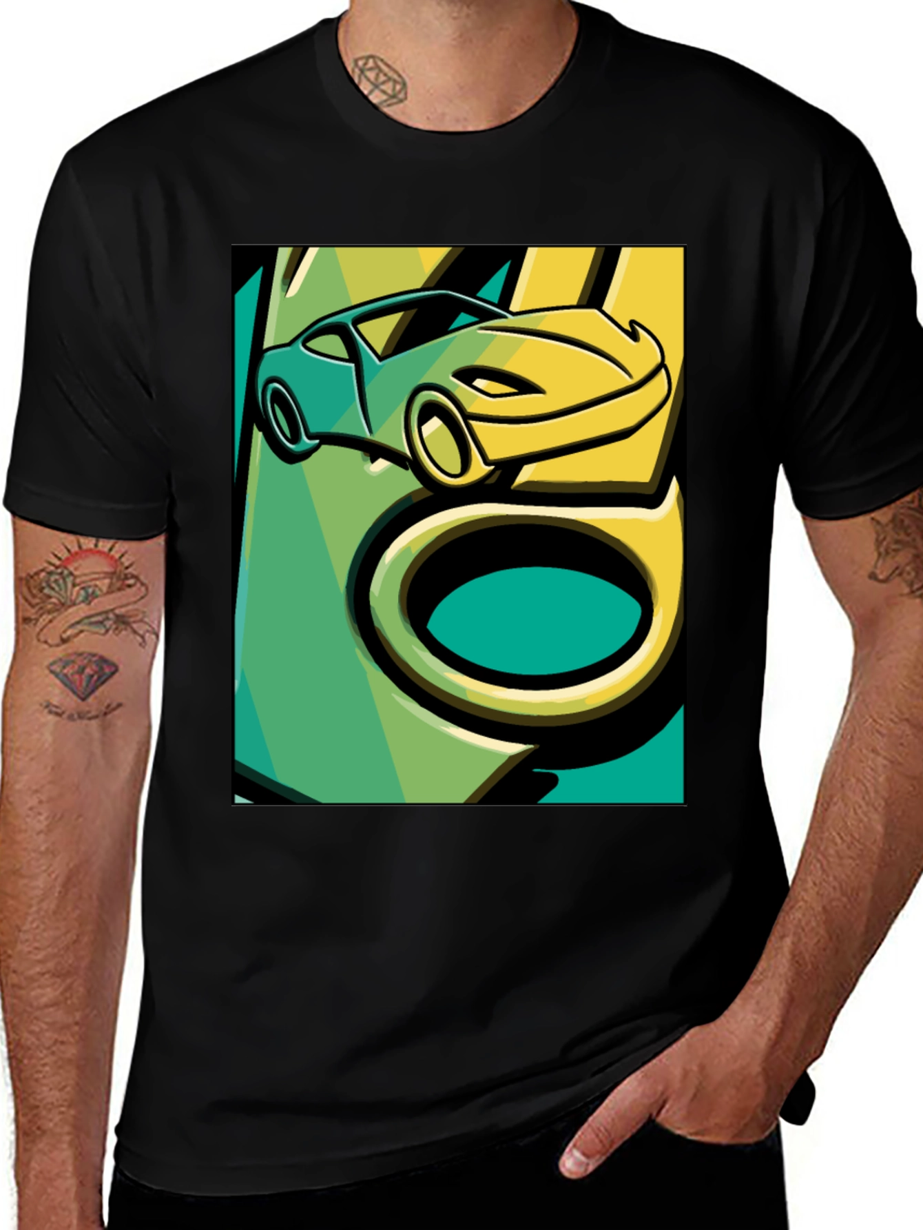 Cool Car Graphic Tee - Stylish Black T-Shirt