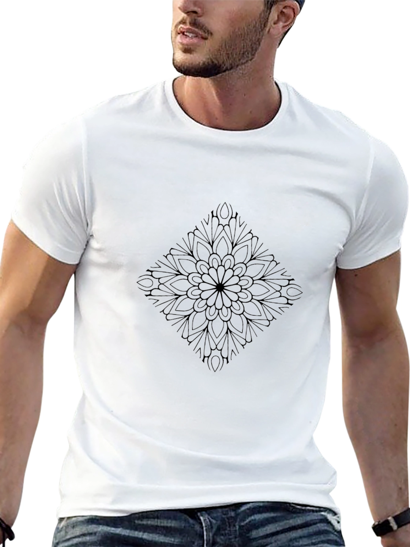 Mens Black Mandala Graphic Tee