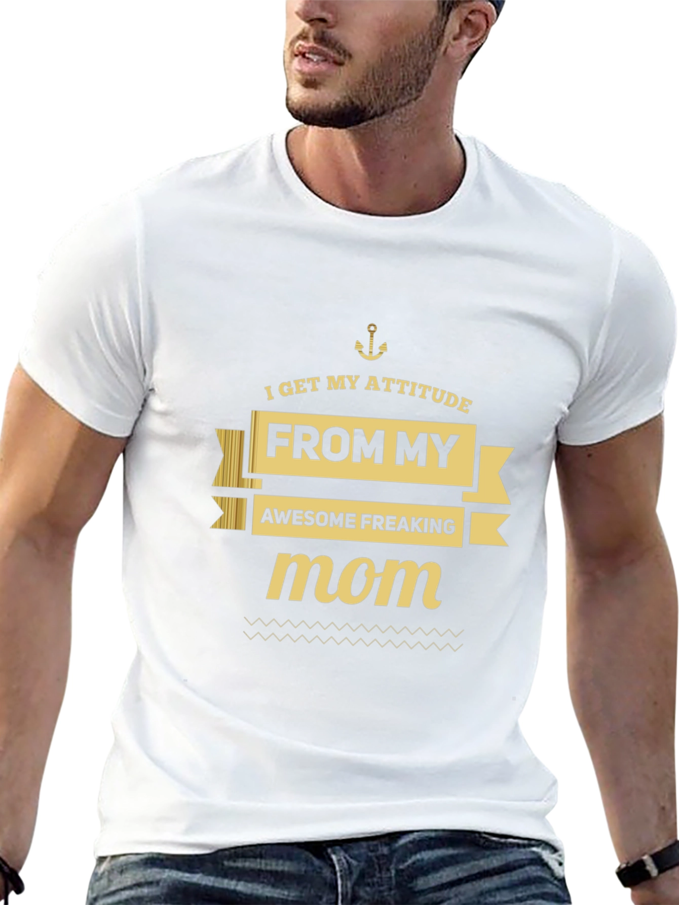 Attitude From Mom Graphic Tee - Black Cotton T-Shirt