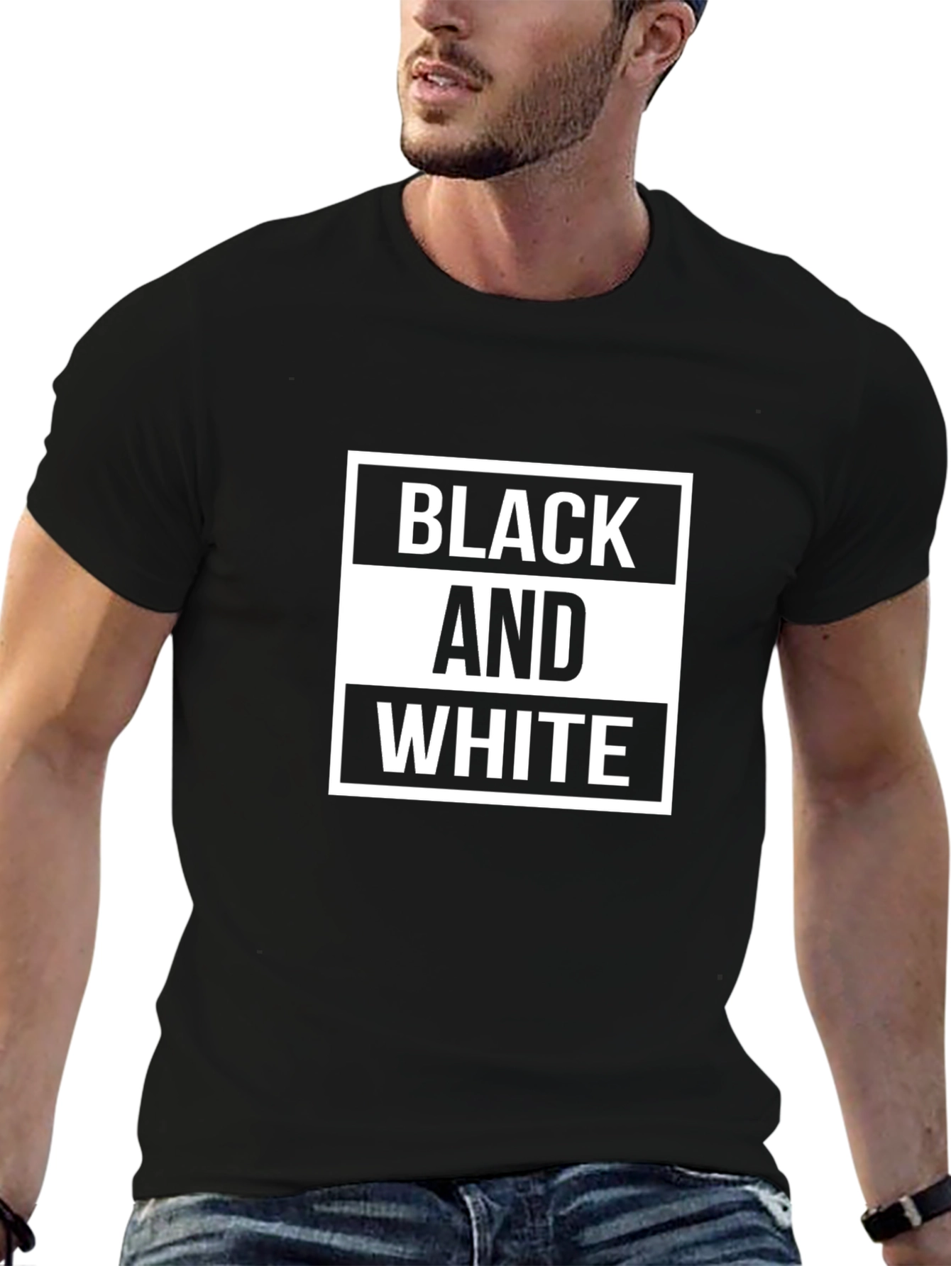 Black and White Graphic Tee - Stylish Contrast