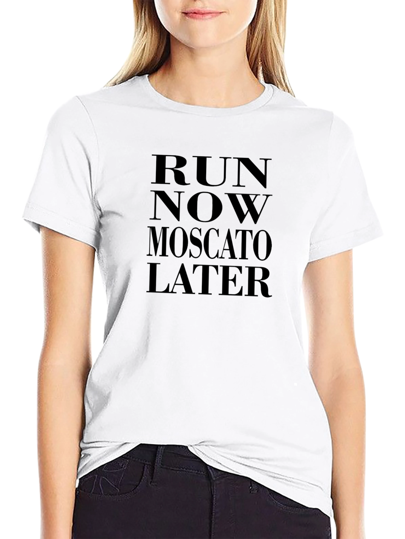 Run Now Moscato Later Black Graphic Tee