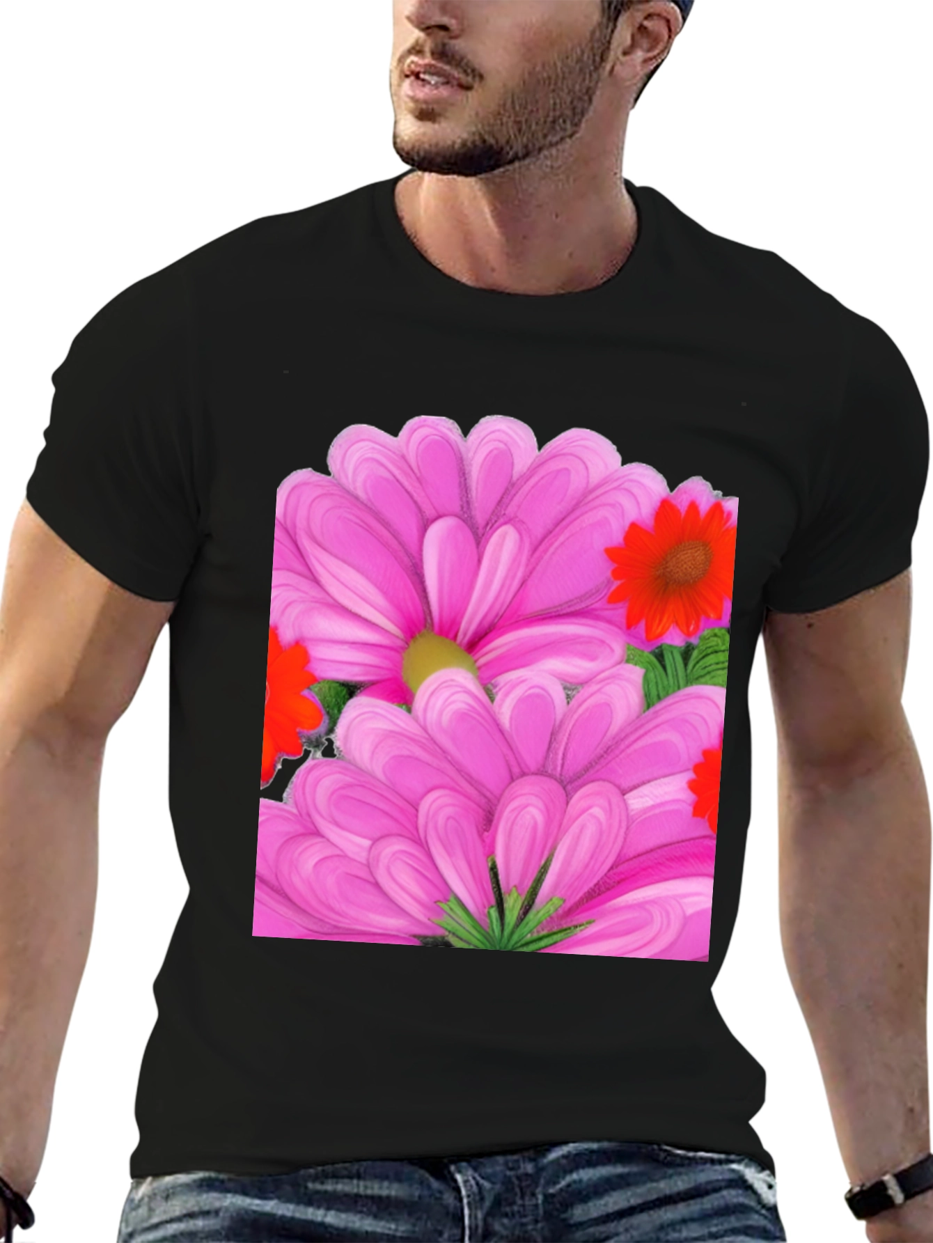 Floral Print T-Shirt: Vibrant Pink Blossom Design