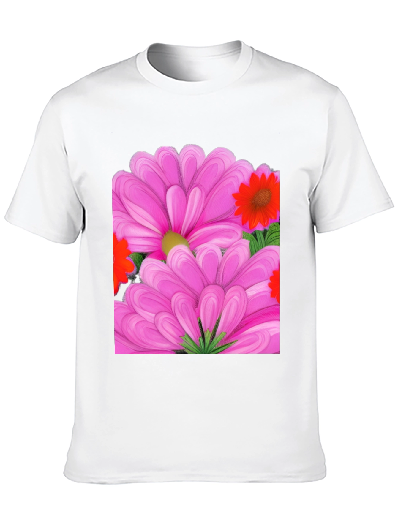 Floral Print T-Shirt: Vibrant Pink Blossom Design