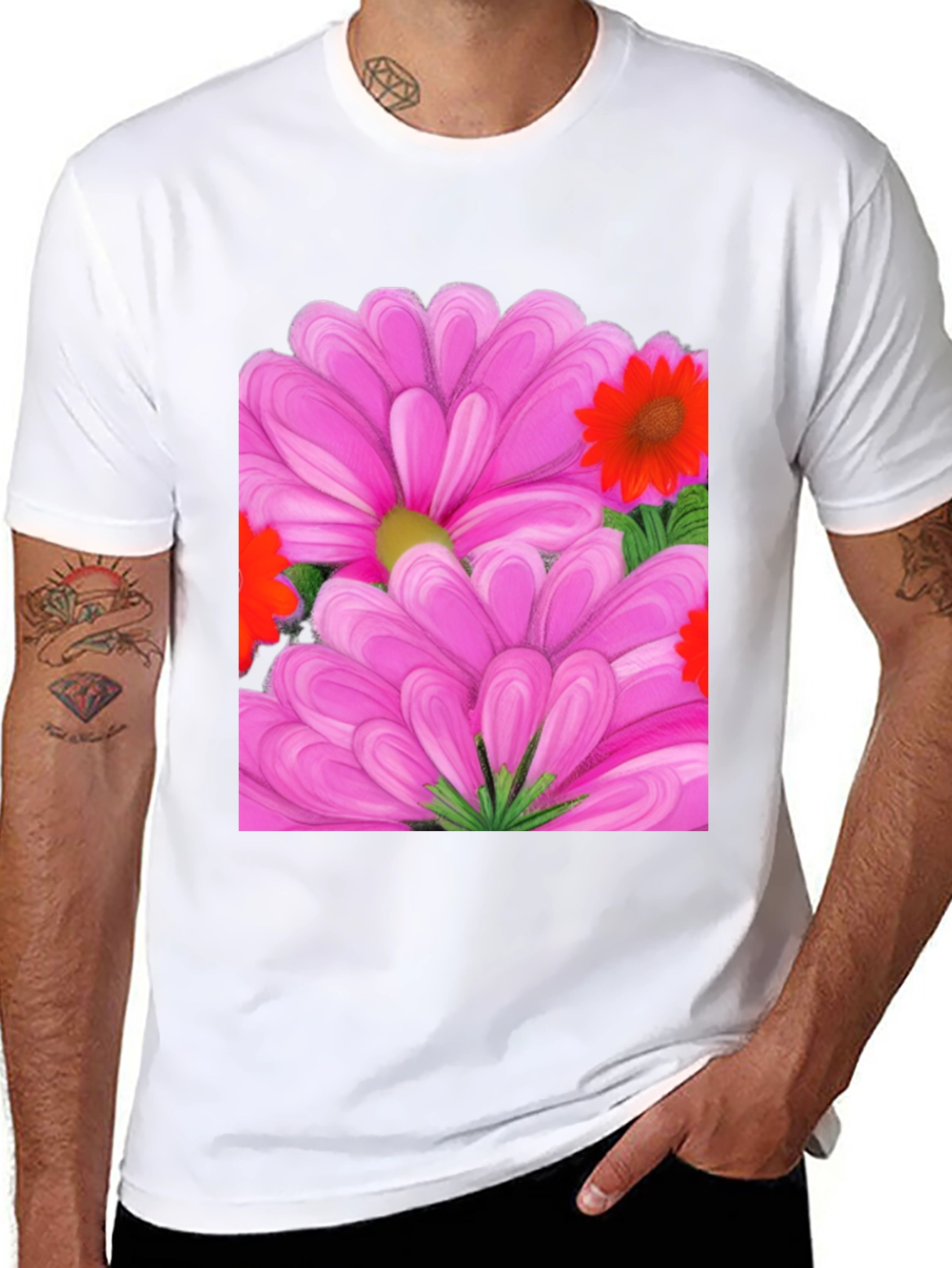 Floral Print T-Shirt: Vibrant Pink Blossom Design
