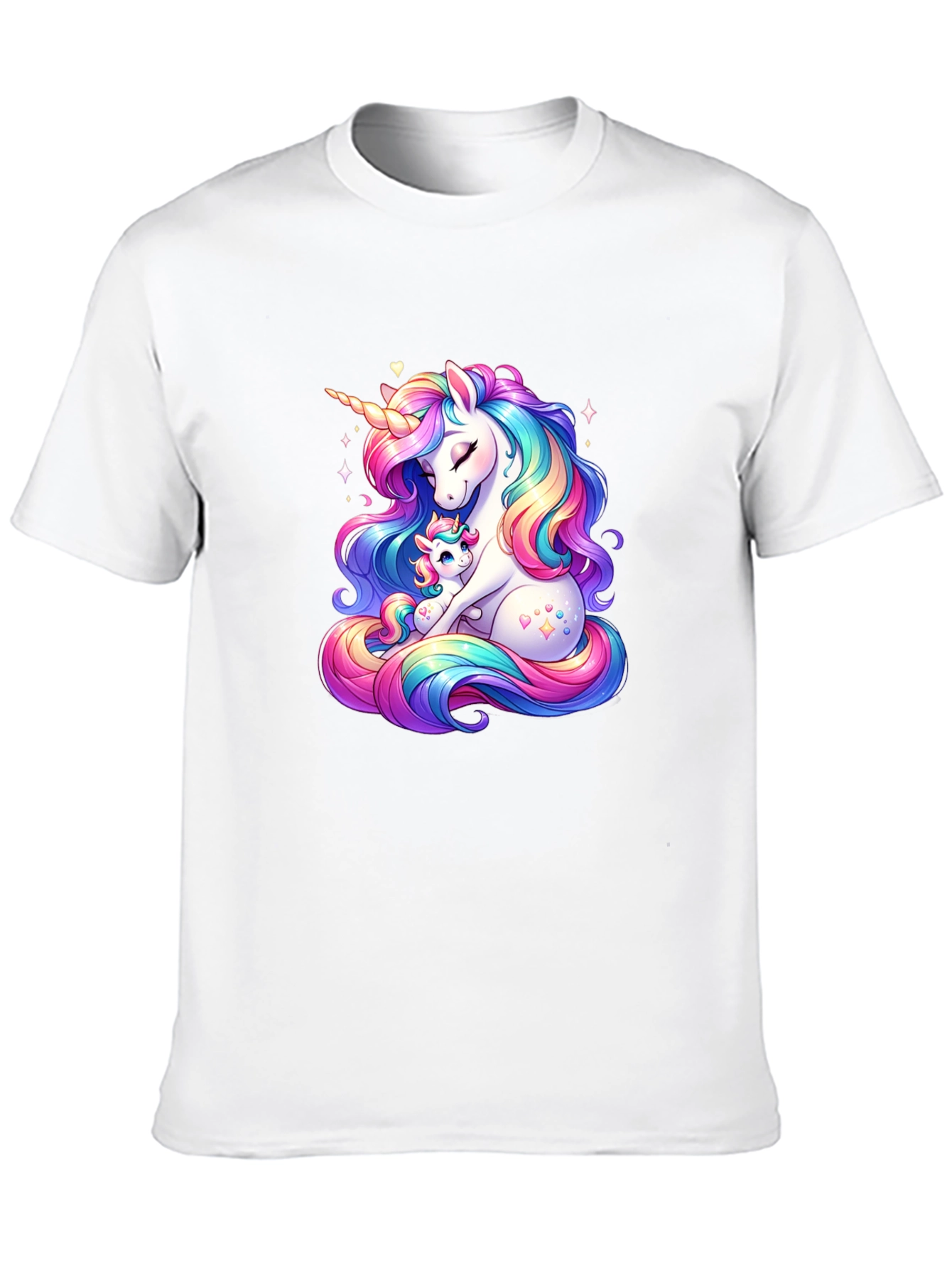 Unicorn Mom and Baby Black T-Shirt