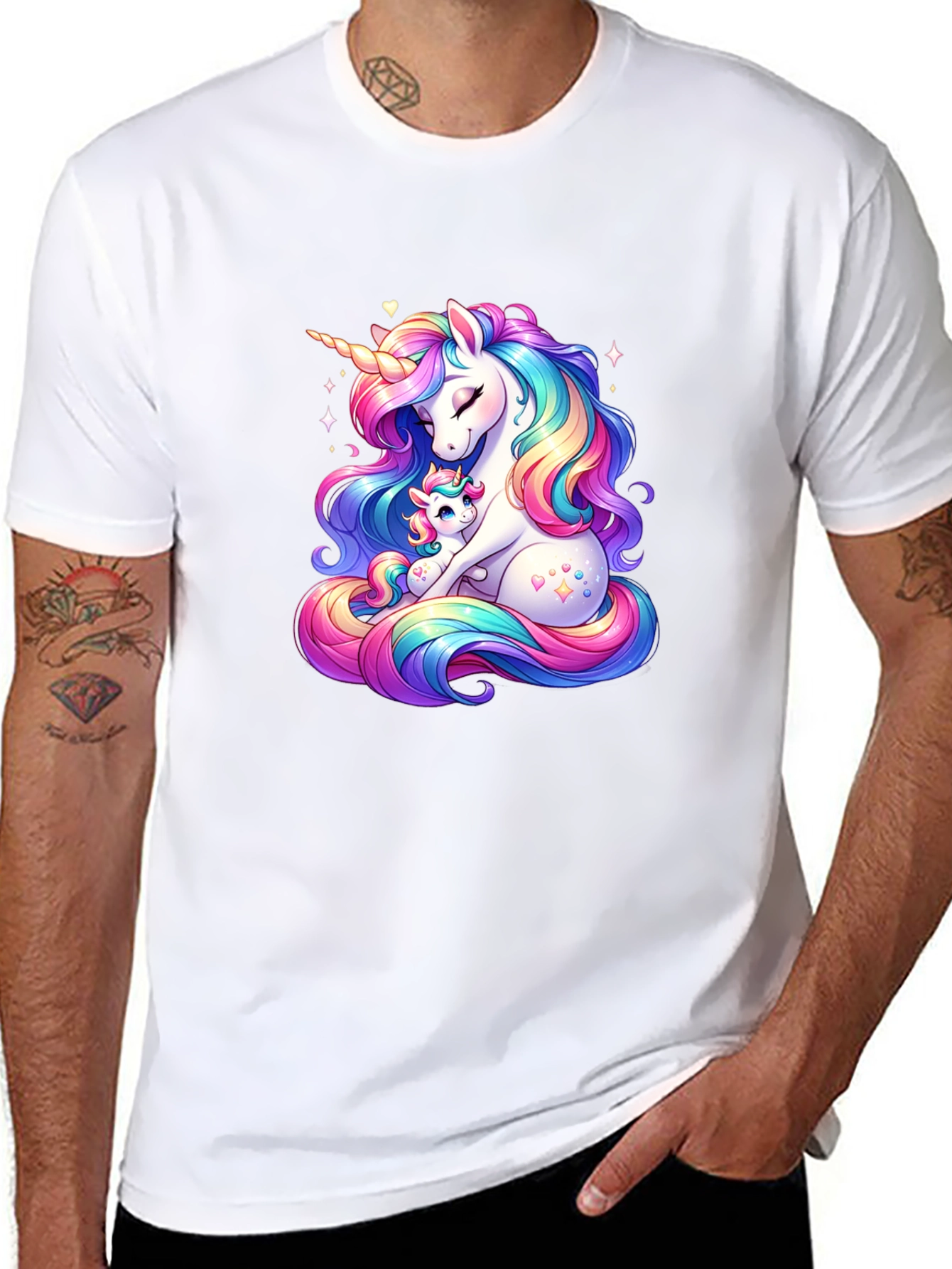 Unicorn Mom and Baby Black T-Shirt