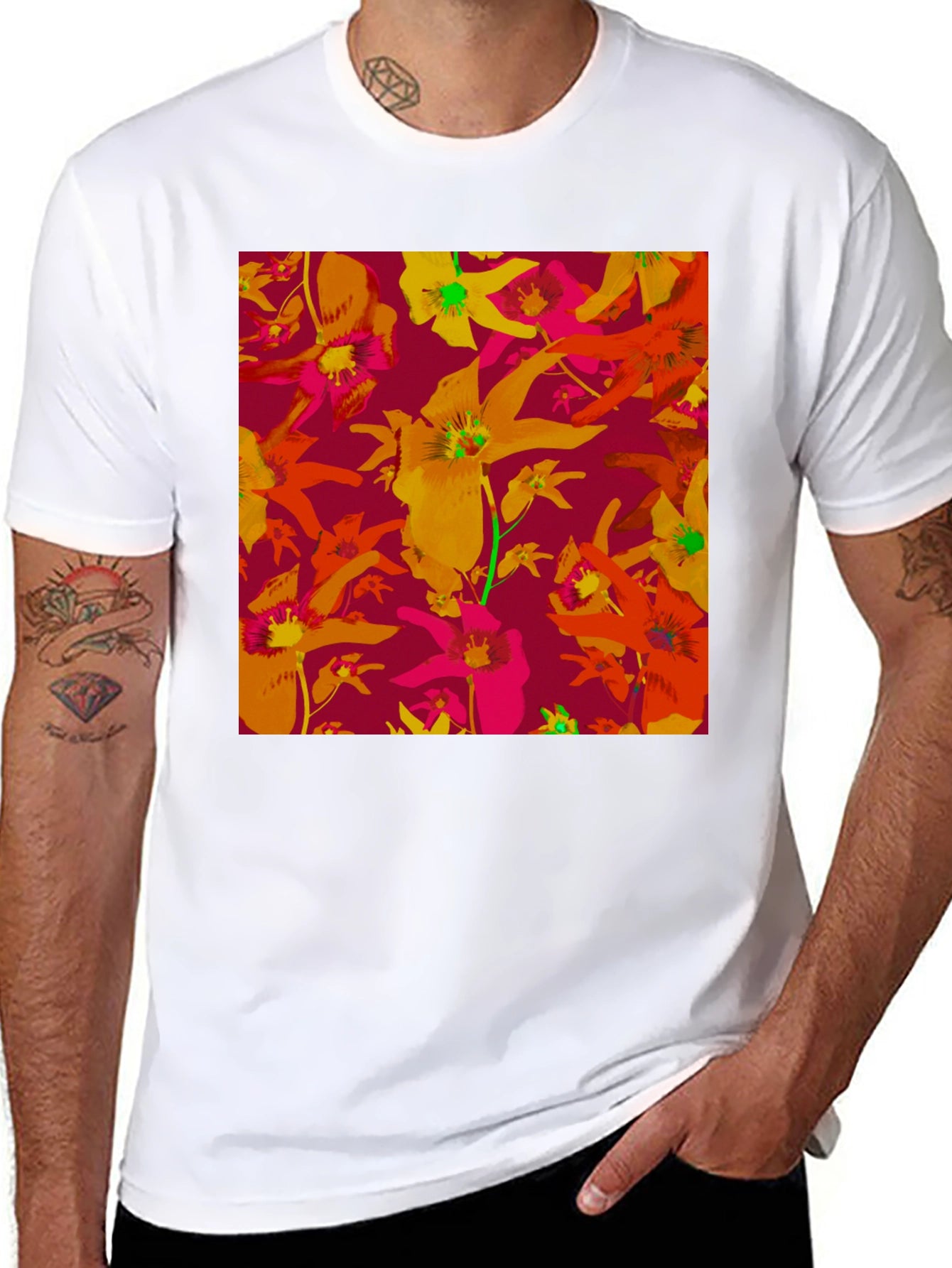 Floral Pattern T-Shirt - Vivid & Unique Design