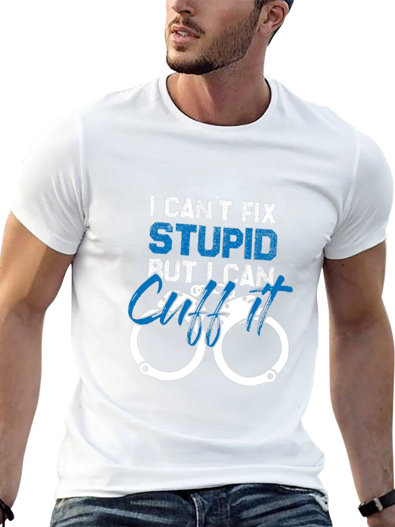 Funny Police Officer T-Shirt - I Cant Fix Stupid