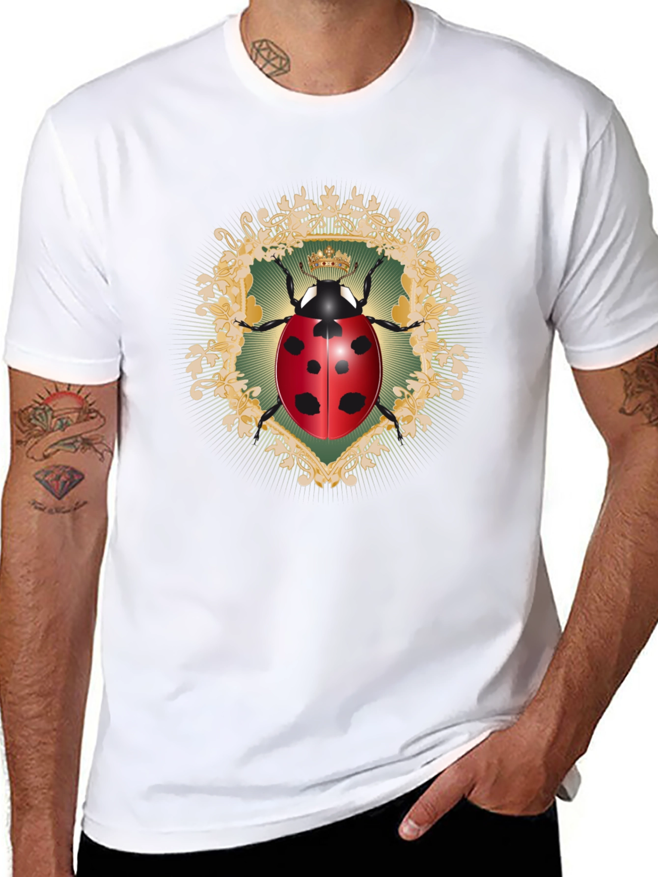 Ladybug Crown Graphic Black T-Shirt