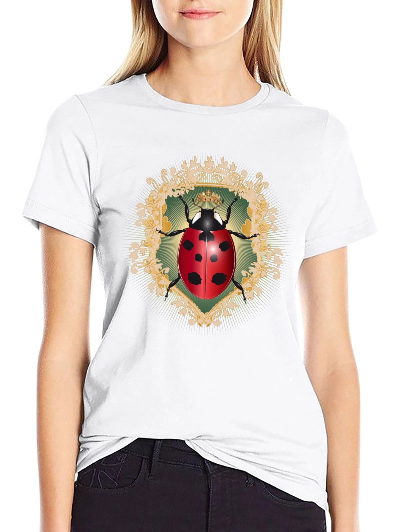 Ladybug Crown Graphic Black T-Shirt