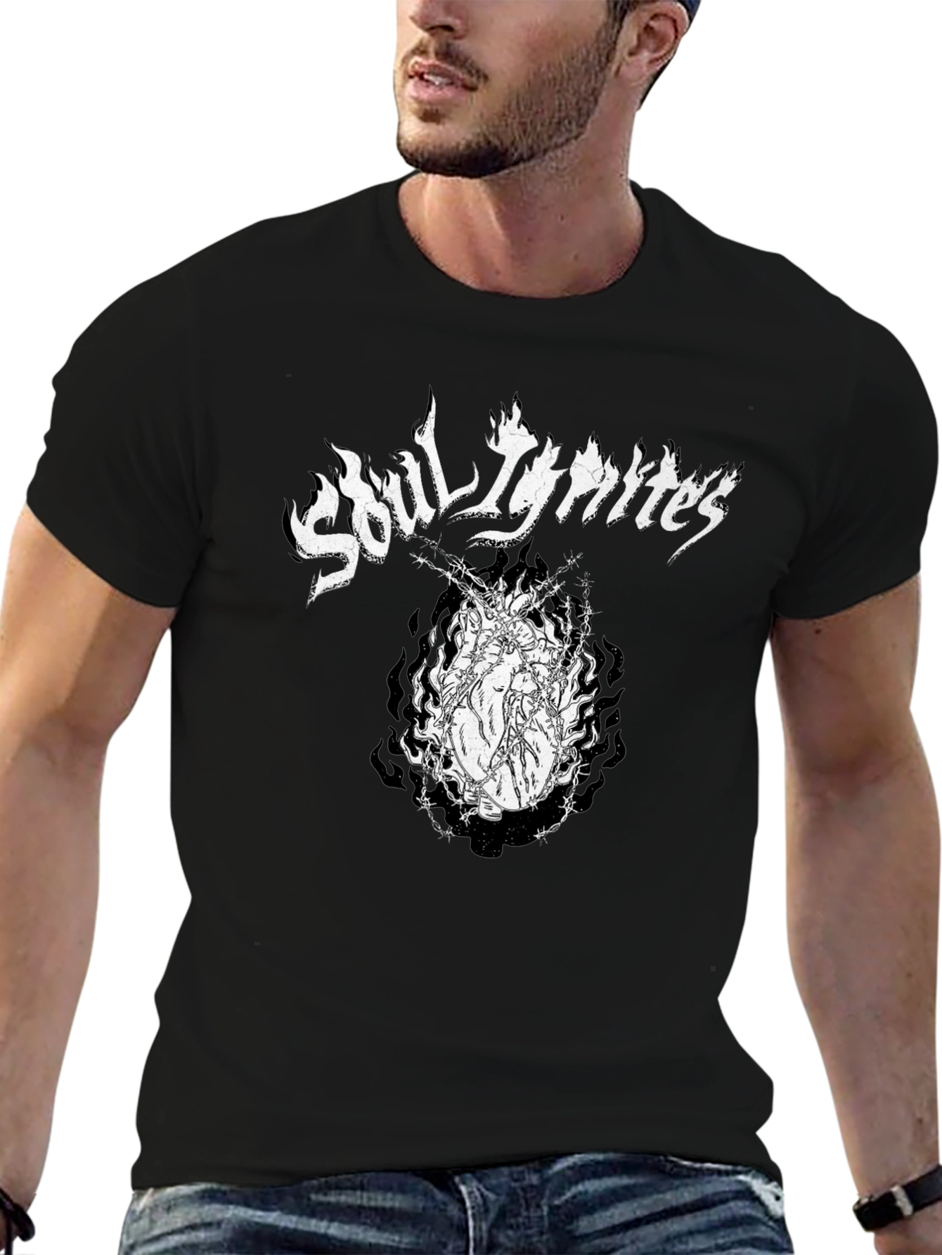 Soul Ignites Graphic Print Black T-Shirt