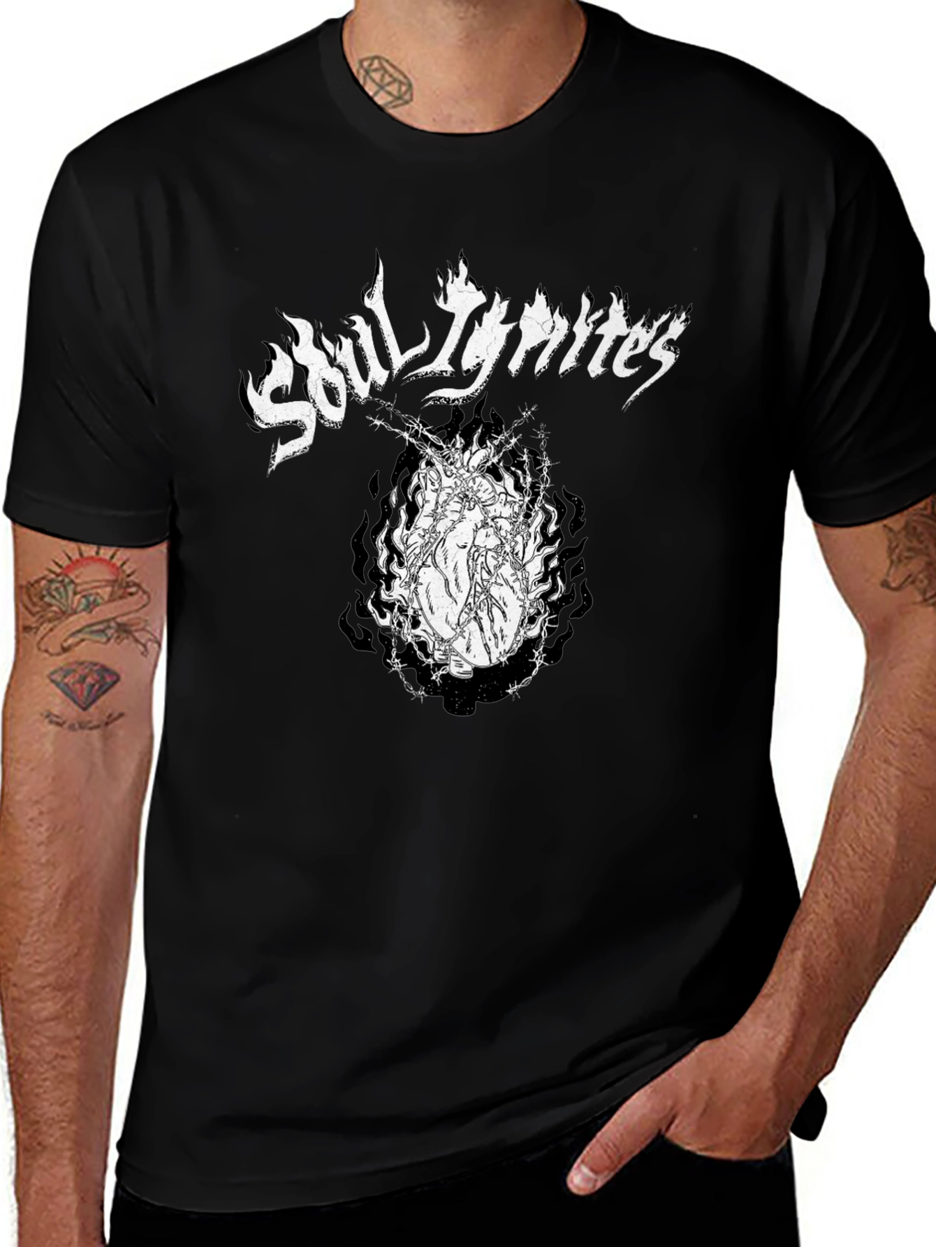 Soul Ignites Graphic Print Black T-Shirt